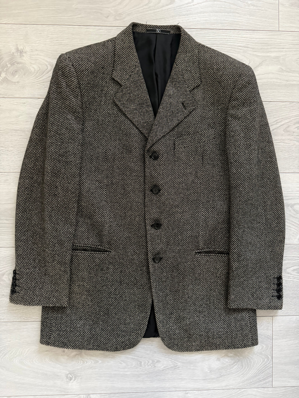 Valentino 1980s 4B Virgin Wool Textured Sport Jacket Blazer - Size L