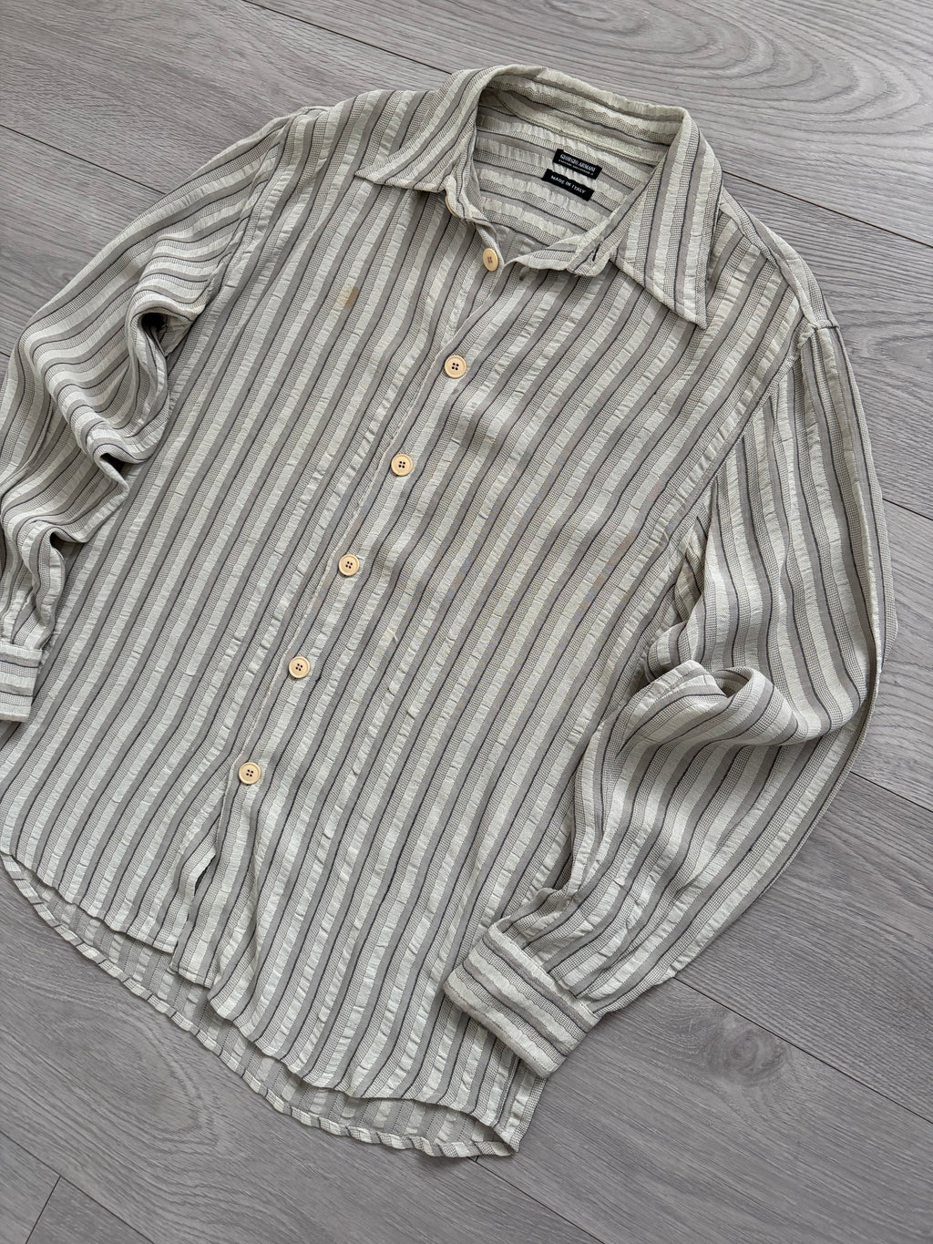 Giorgio Armani Black Label 1990s Textured Oversized Button Shirt - Size L