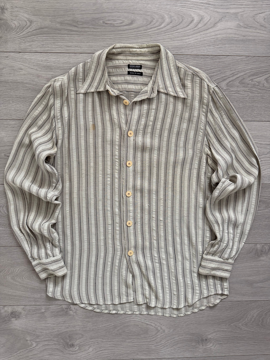 Giorgio Armani Black Label 1990s Textured Oversized Button Shirt - Size L