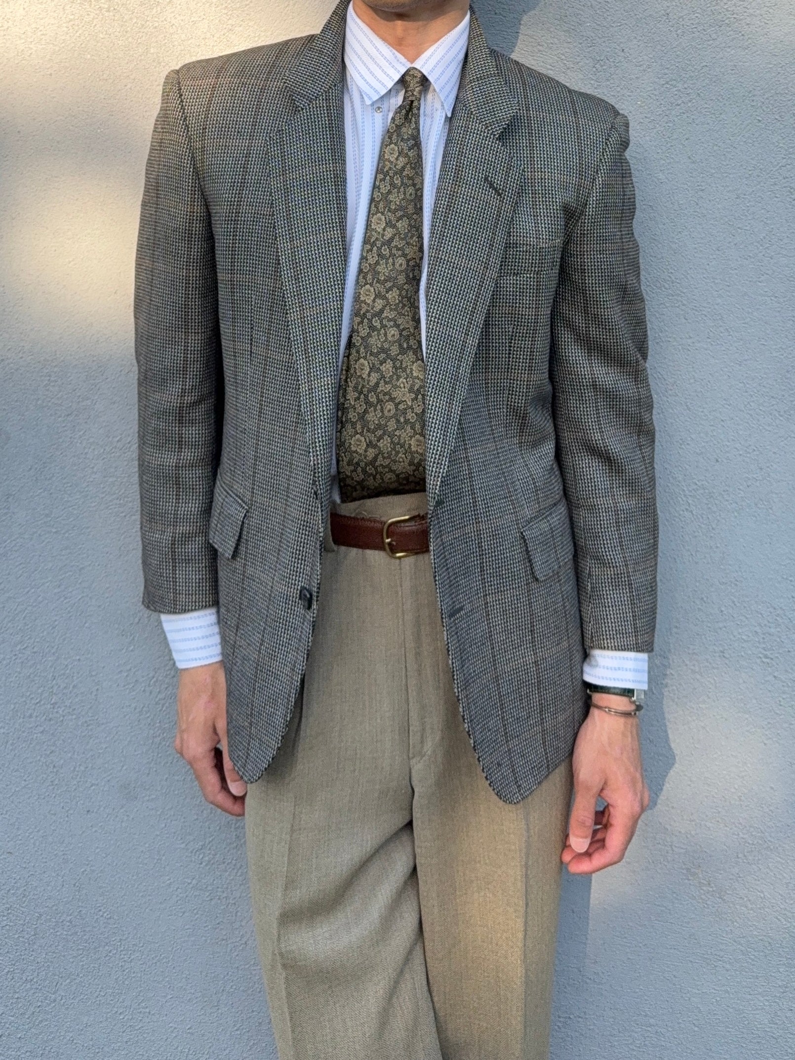 Yves Saint Laurent 1980s 2B Check Wool Sports Jacket Blazer - Size S