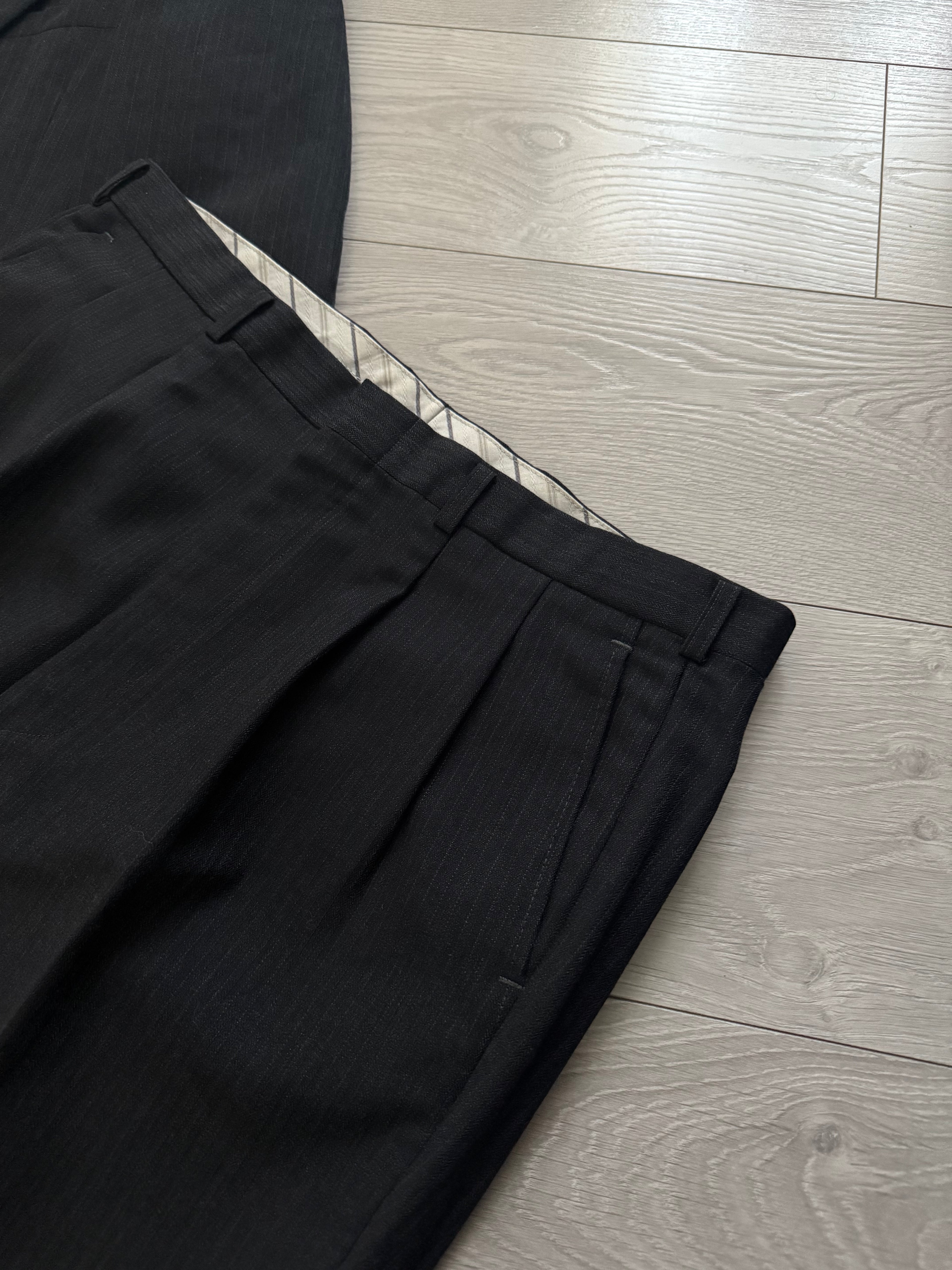 Yves Saint Laurent 1990s Double Breasted Pleated Wool Suit - Size XL Jacket / 36" Waist