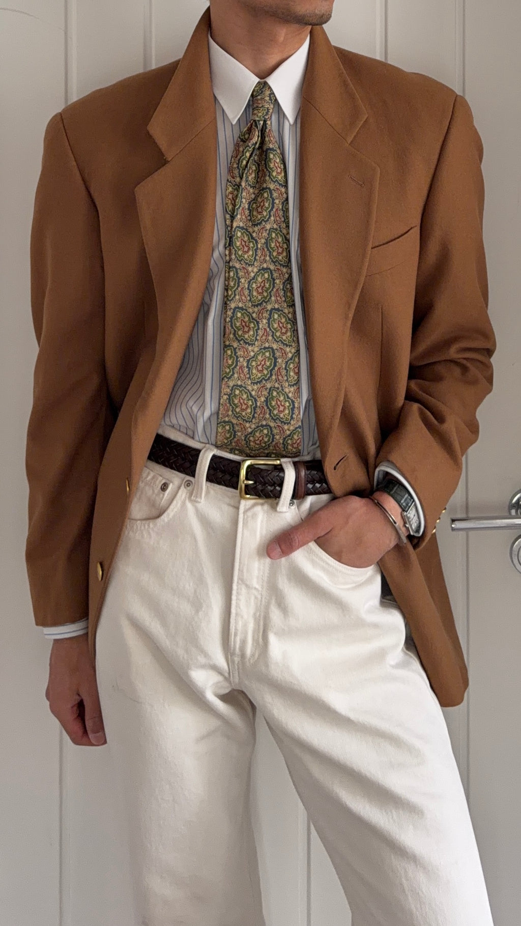 Giorgio Armani 1980s 2B Metal Button Wool Cashmere Sport Jacket Blazer - Size M