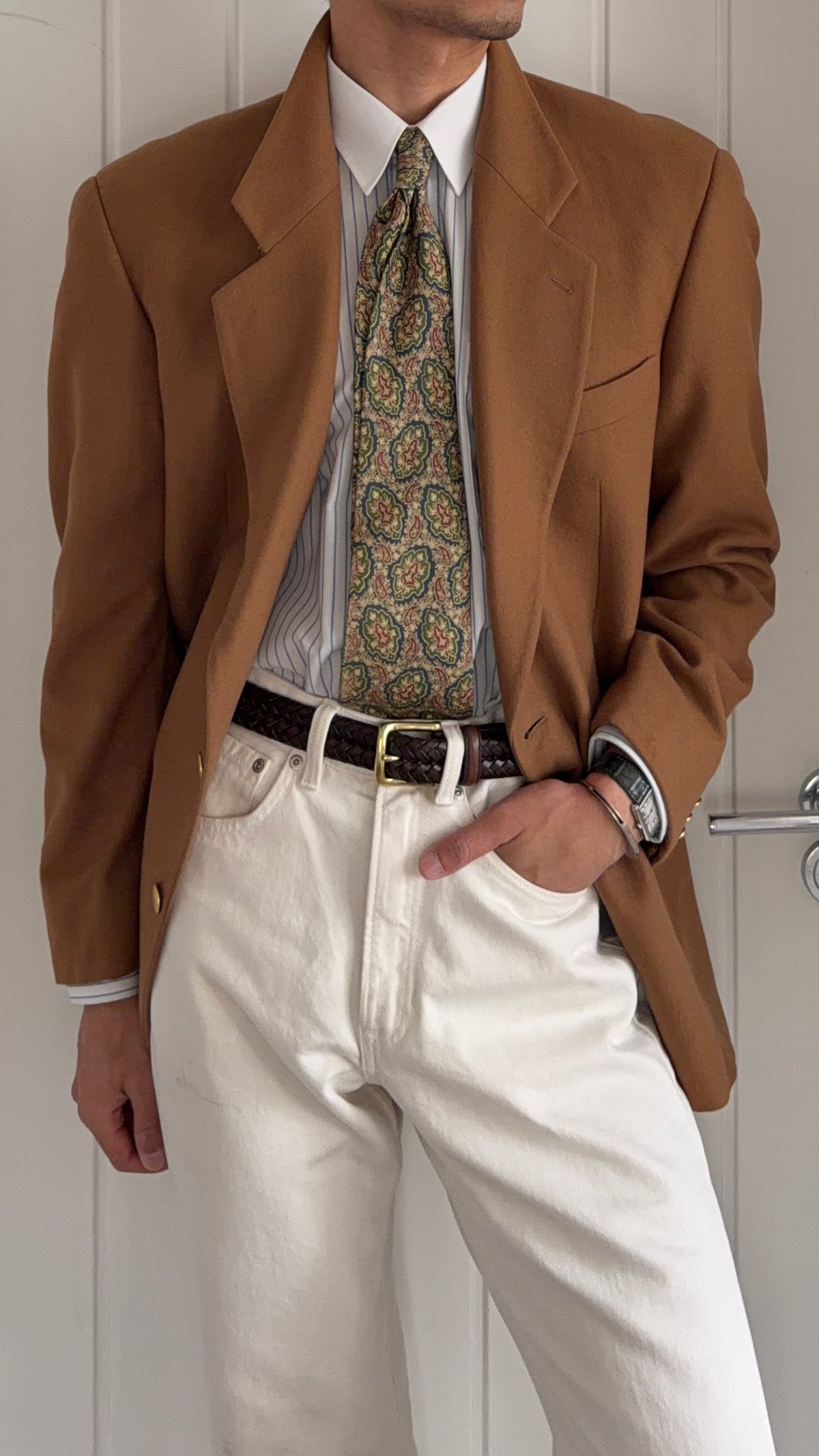 Giorgio Armani 1980s 2B Metal Button Wool Cashmere Sport Jacket Blazer - Size M
