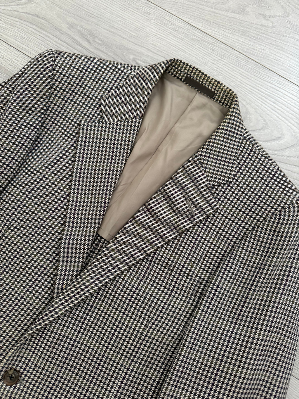 Burberry 1990s 2B Wool Silk Puppytooth Lightweight Partially Lined Sports Jacket Blazer - Size S