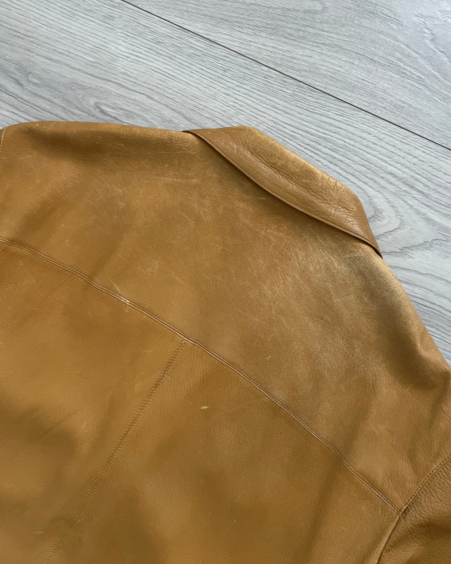Prada Mainline AW2003 Tan Leather Jacket - Size M