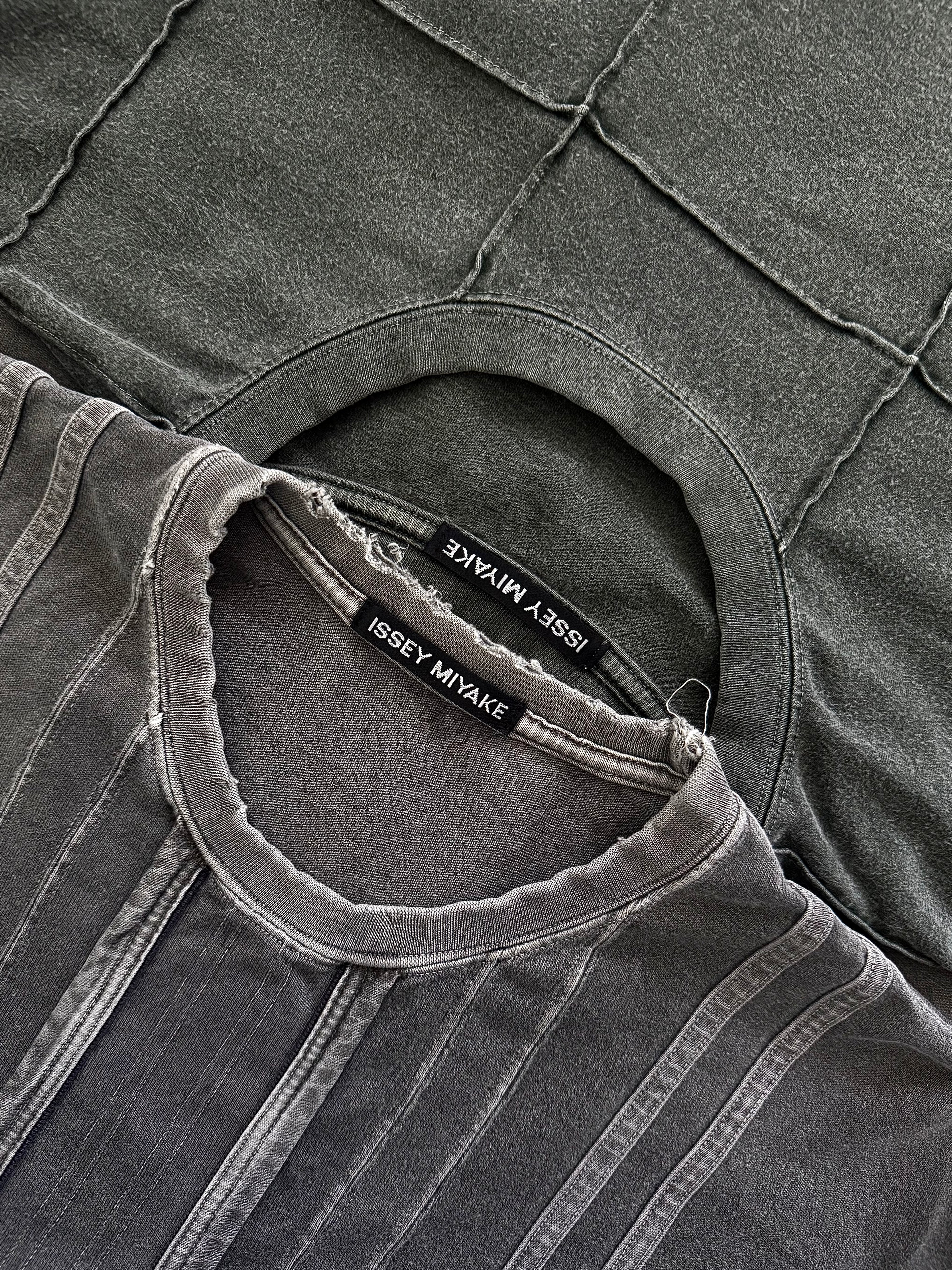 Issey Miyake Early 00s Washed Grey Distressed T-Shirt - Size L