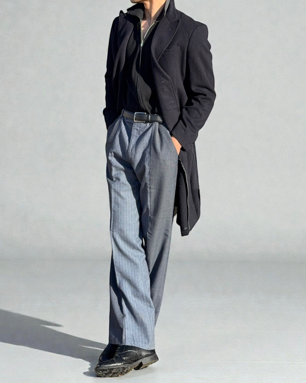 Armani 1990s Peaked Lapel Wool Coat - Size M