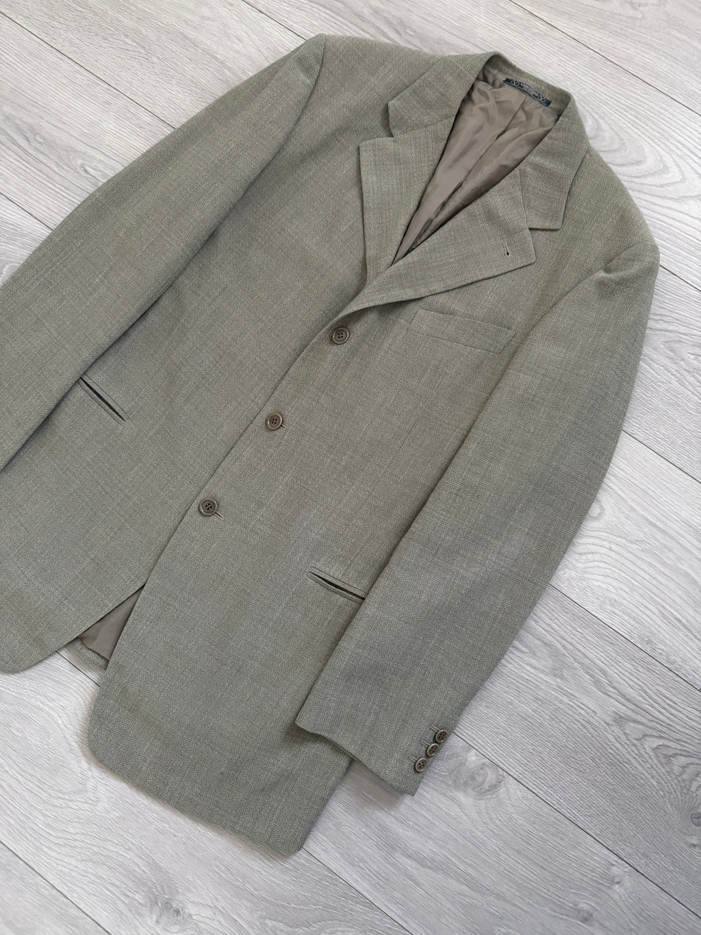 Valentino Couture 1980s 3B Draped Taupe Beige Wool Sports Blazer Jacket - Size XL