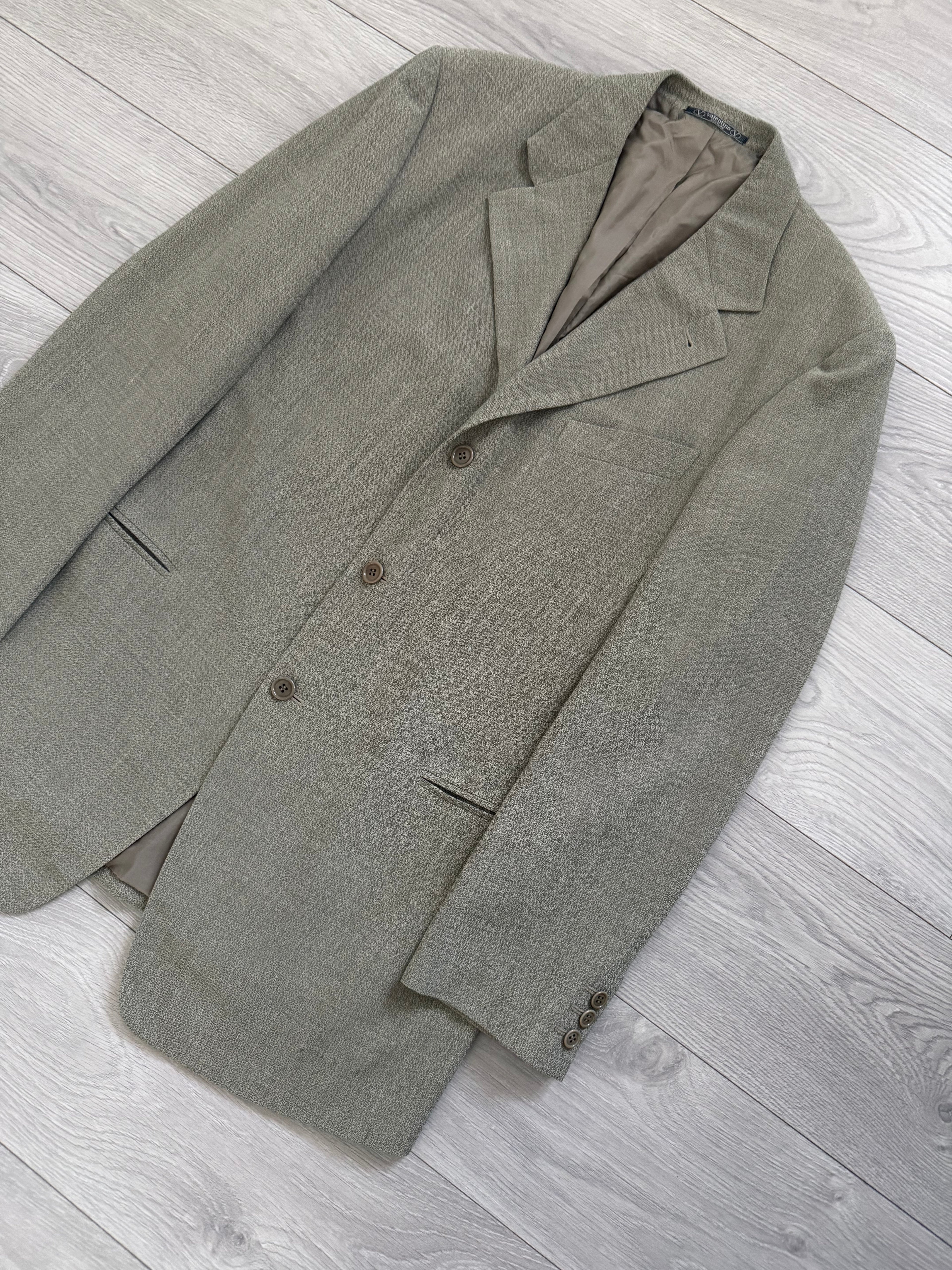 Valentino Couture 1980s 3B Draped Taupe Beige Wool Sports Blazer Jacket - Size XL