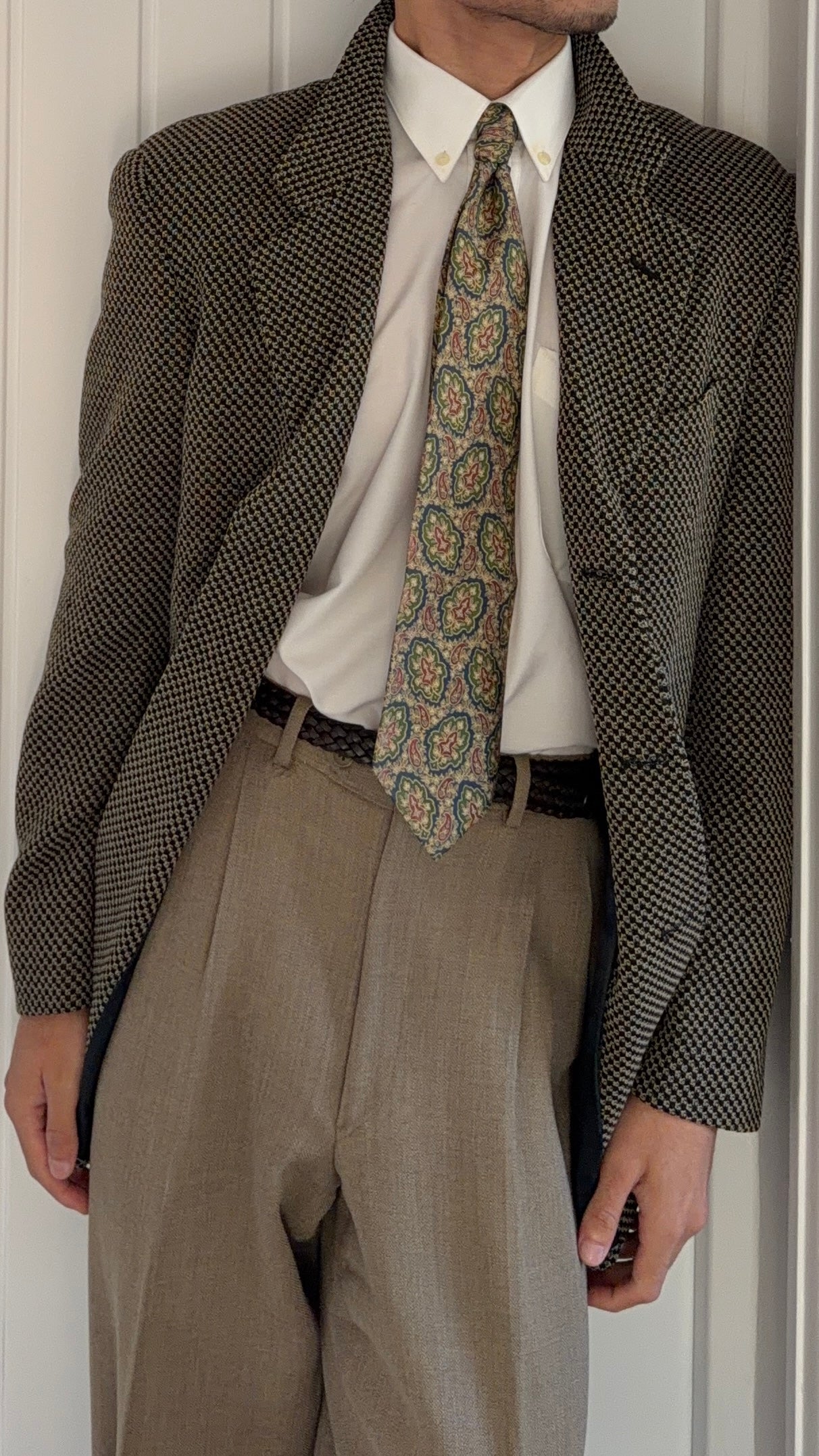 Giorgio Armani 1980s 3B Textured Wool Sport Jacket Blazer - Size S