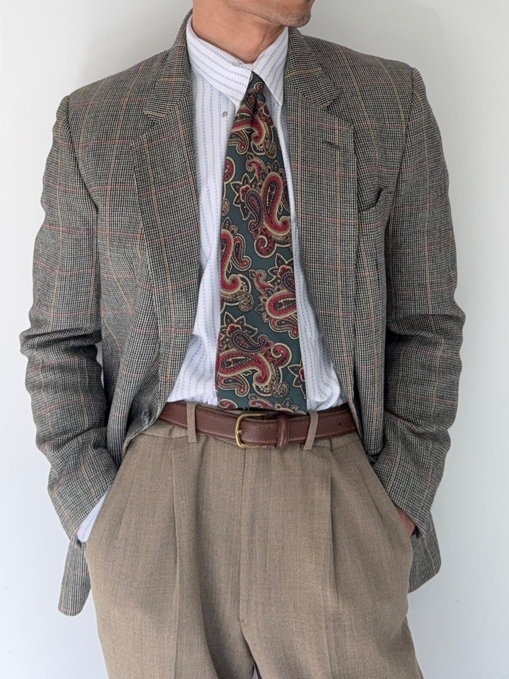 Valentino 1980s 2B Check Wool Sports Blazer Jacket - Size S