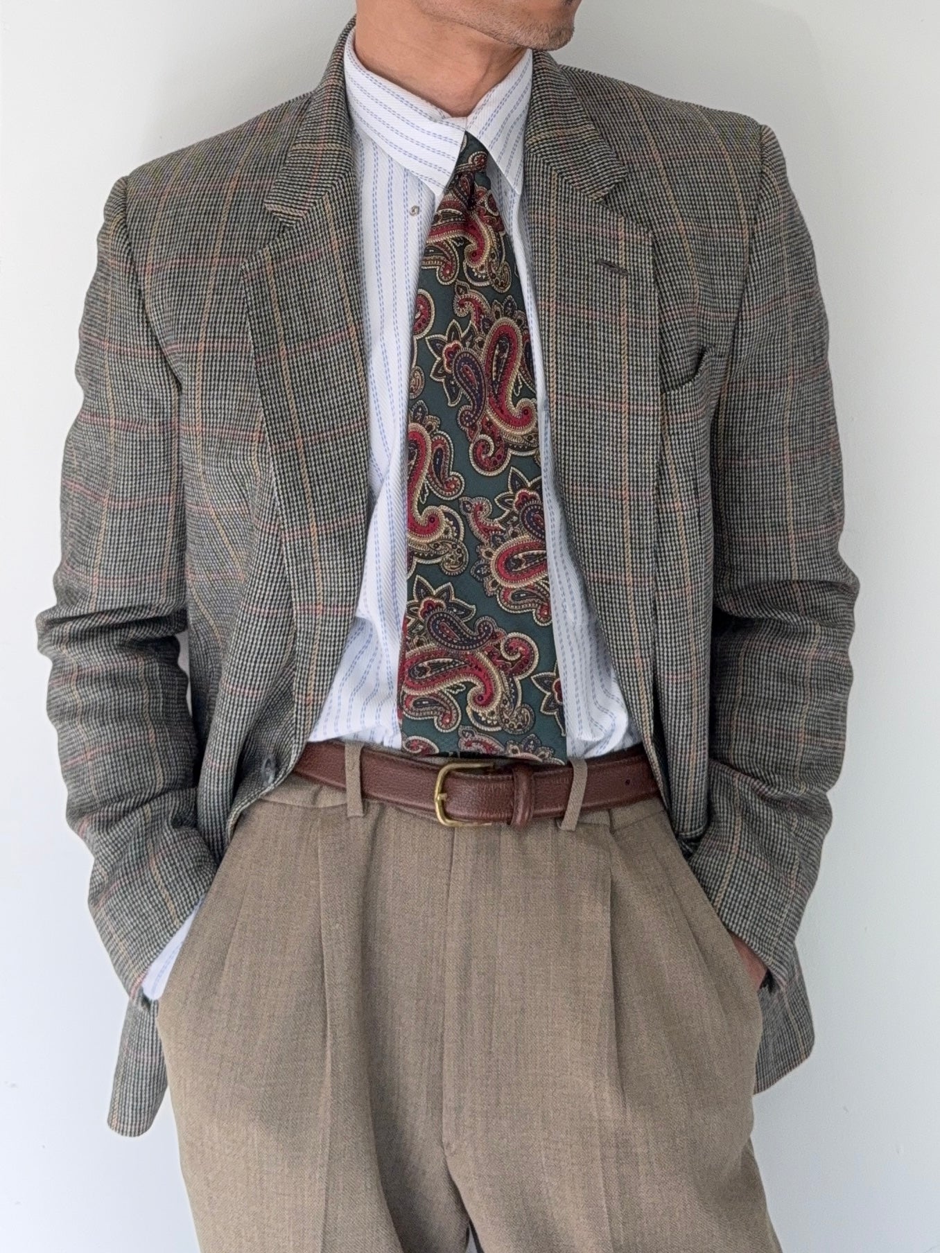 Valentino 1980s 2B Check Wool Sports Blazer Jacket - Size S