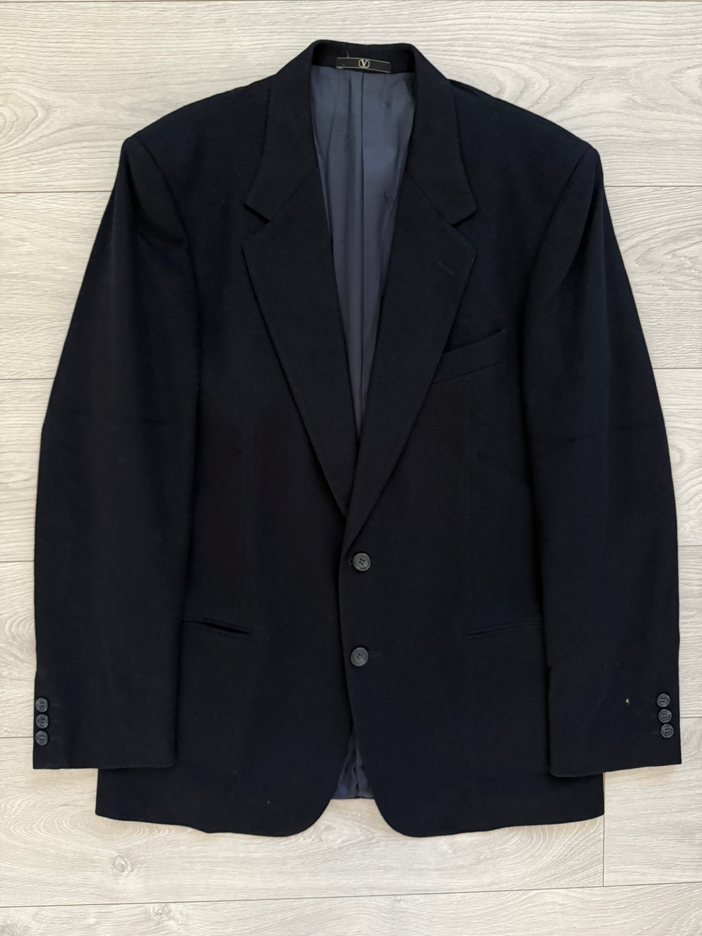 Valentino 1980s 2B Navy Wool Sports Blazer Jacket - Size L