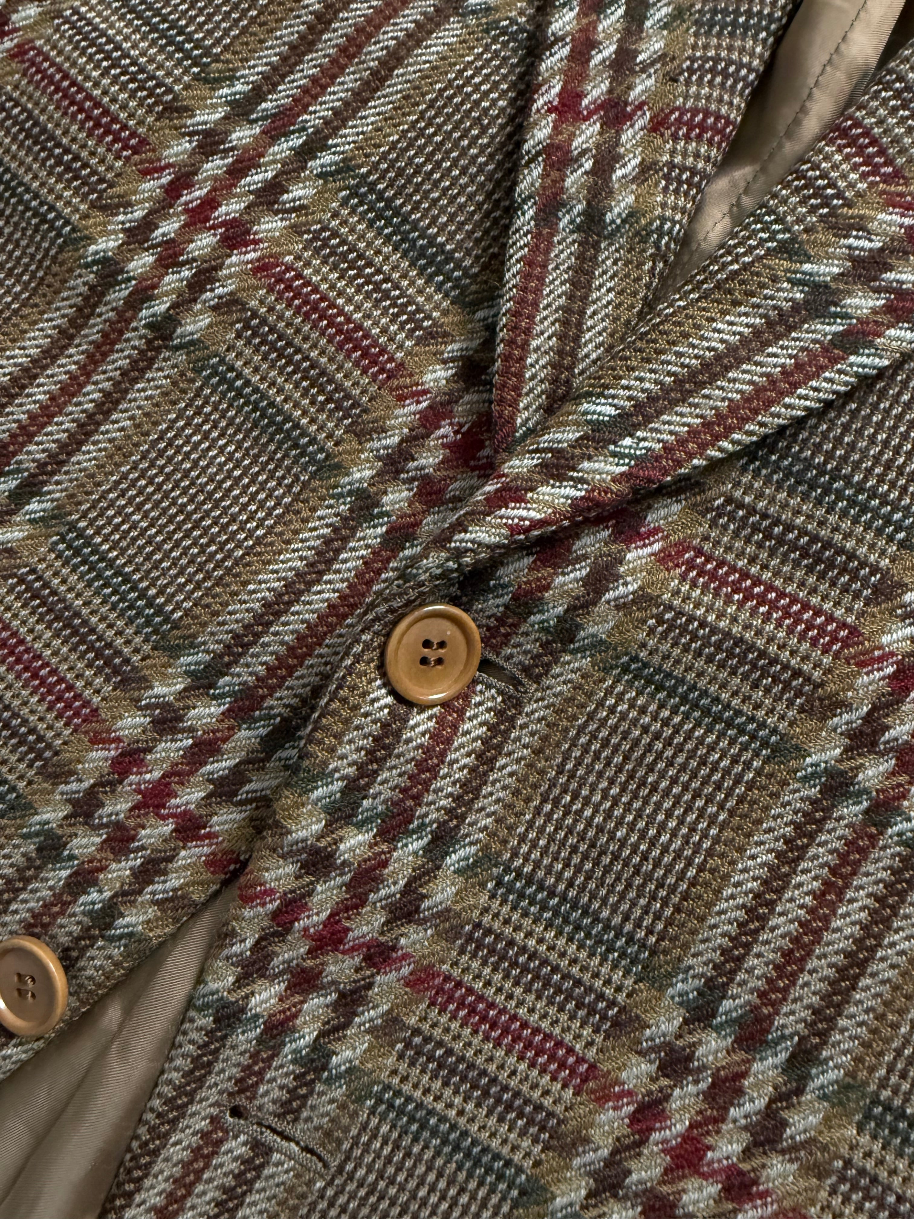 Valentino 1980s 2B Textured Wool Check Sports Jacket Blazer  - Size L