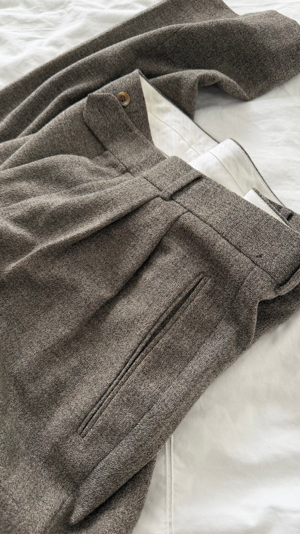 Hugo Boss 1980s Draped Double Pleat Melange Fabric Wool Pants - Size 36" Waist
