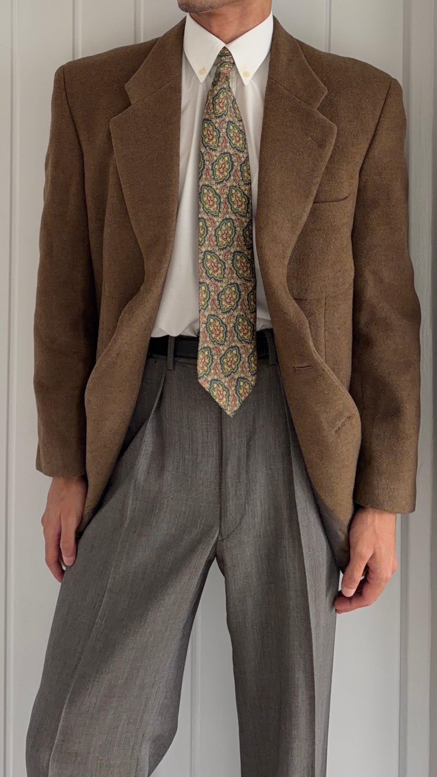 Christian Dior 1980s 2B Wool Cashmere Brown Sport Jacket Blazer - Size L