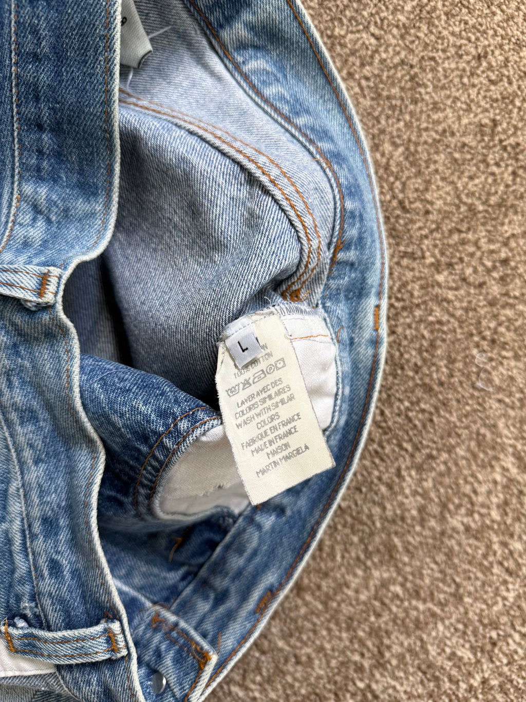 Maison Martin Margiela Artisanal Line (0) AW2004 Re-Worked Inverted Denim Jeans - Size 30" Waist