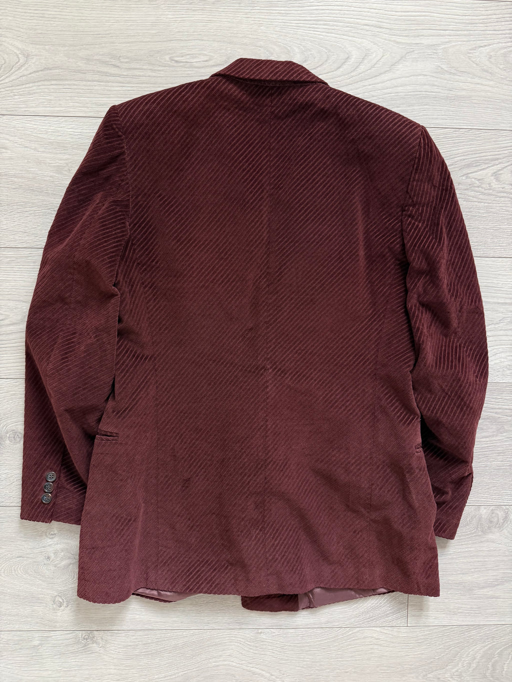 Hugo Boss 1980s Special Order Burgundy Double Breasted Cotton Sport Blazer Jacket - Size S