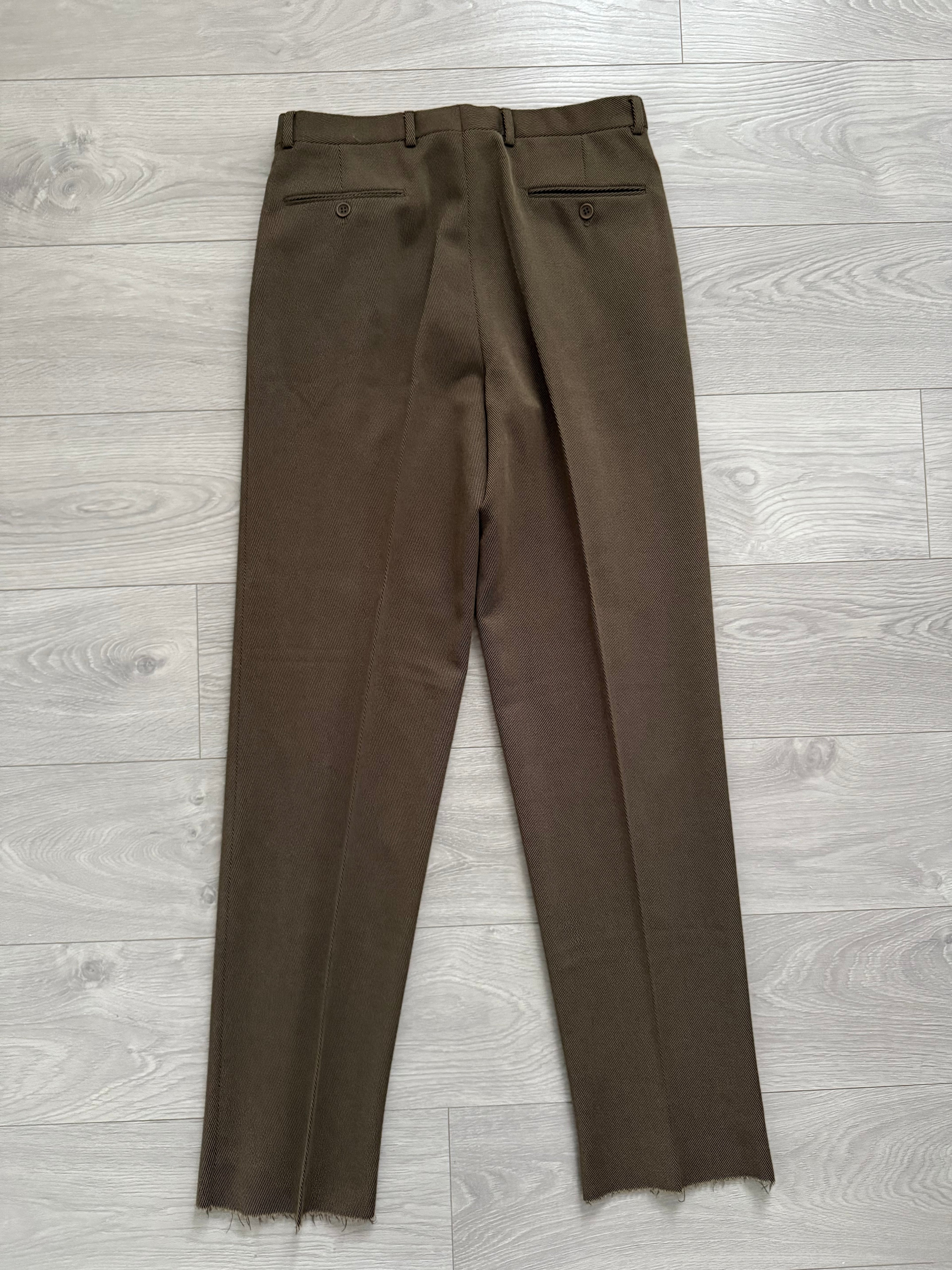 Giorgio Armani 1980s Double Breasted Pleated Wool Suit Taupe Brown New - Size L Jacket / 32" Waist