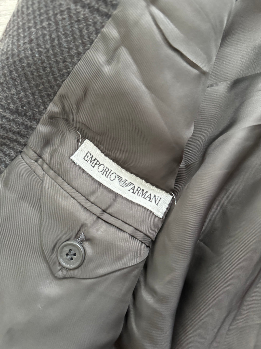 Emporio Armani 1990s 3B Houndstooth Wool Grey Sports Jacket Blazer - Size M