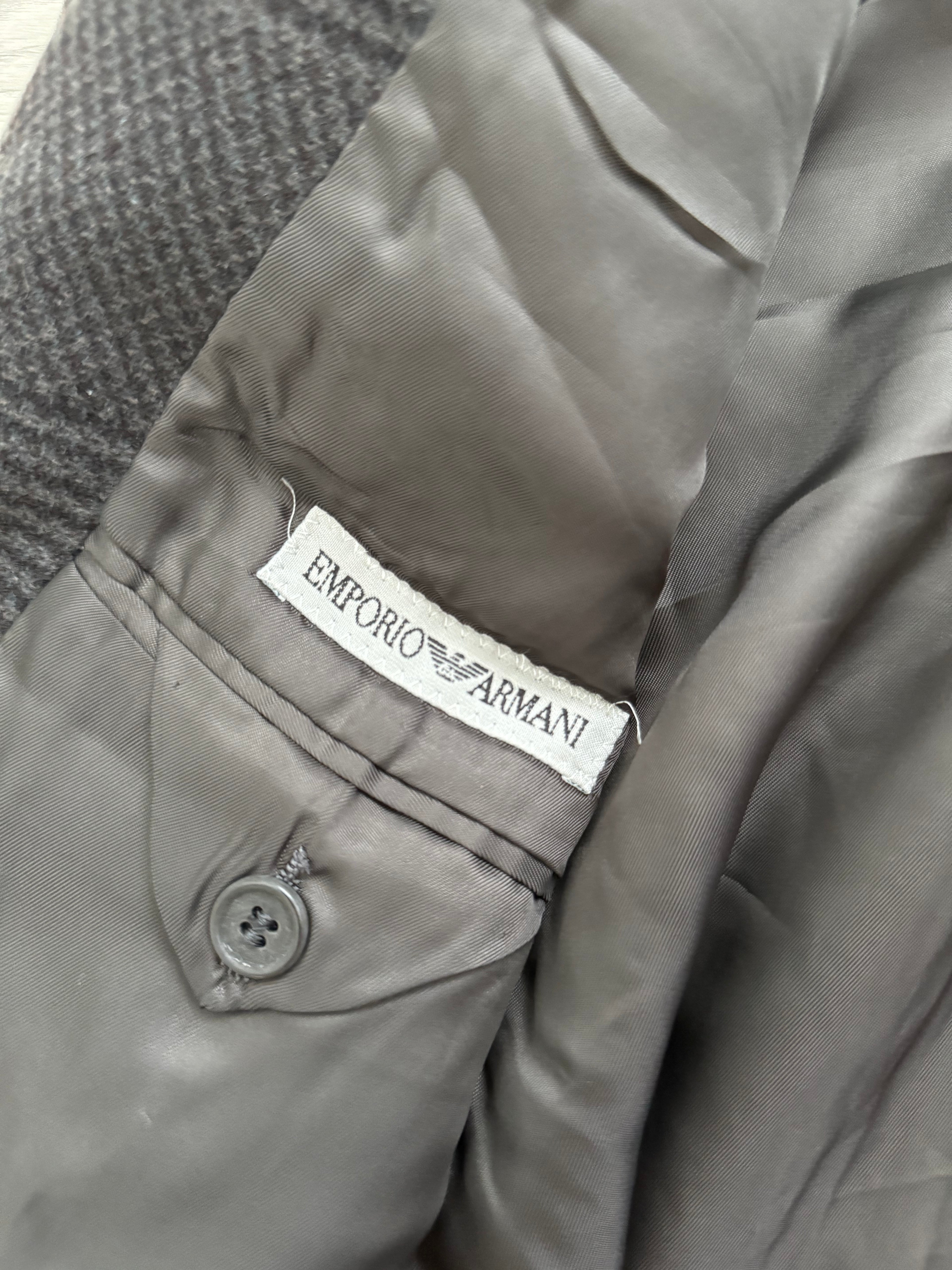 Emporio Armani 1990s 3B Houndstooth Wool Grey Sports Jacket Blazer - Size M