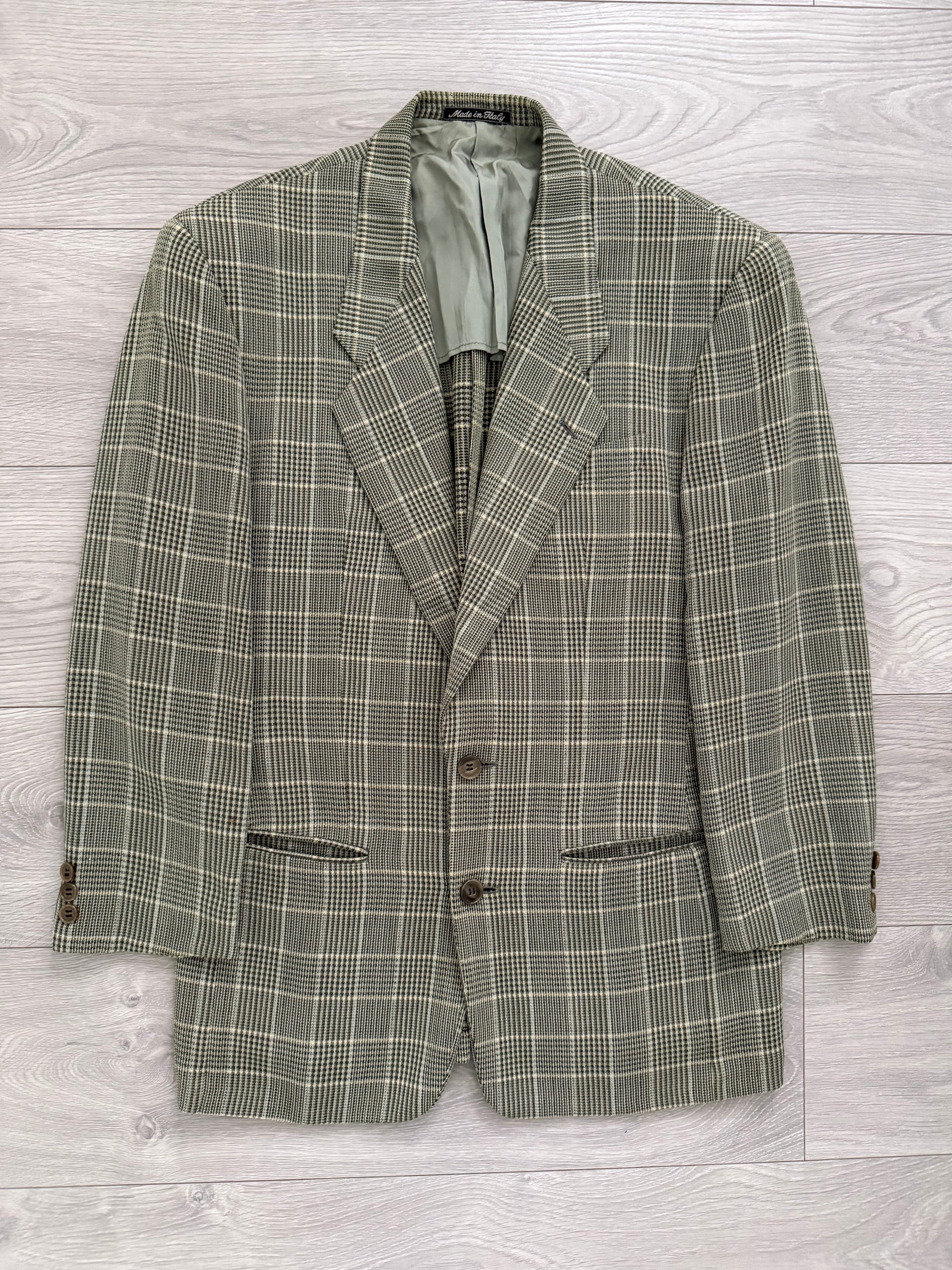 Giorgio Armani 1980s Check Textured Wool Sports Jacket Blazer - Size S