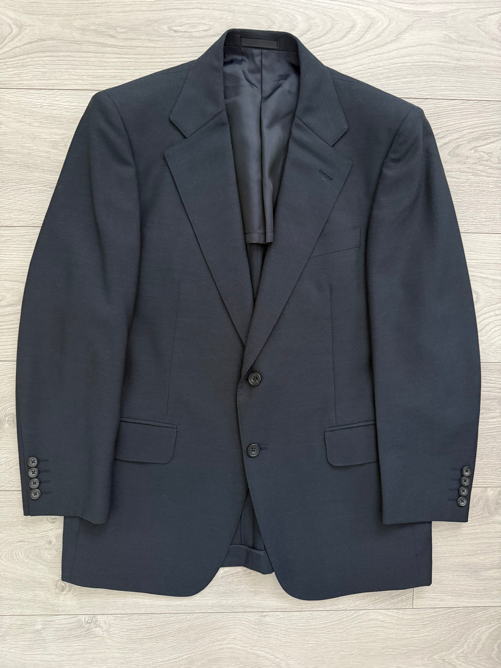 Burberry 1990s 2B Double-Pleat Wool Mohair Navy Suit - Size S Jacket / 32" Waist