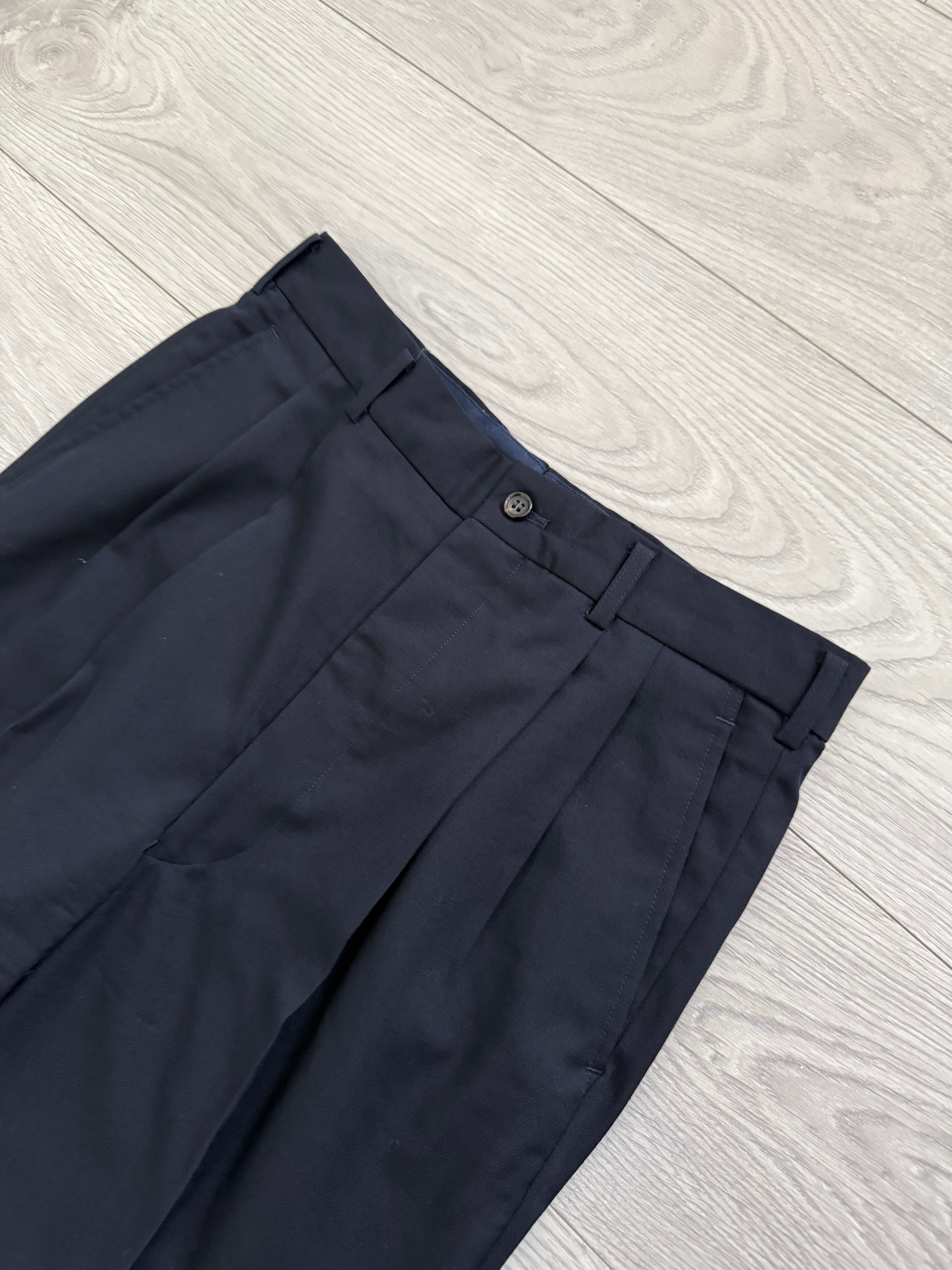 Comme Des Garcons Homme 1992 Double Breasted Pleated Wool Navy Suit - Size M Jacket / 30" Waist