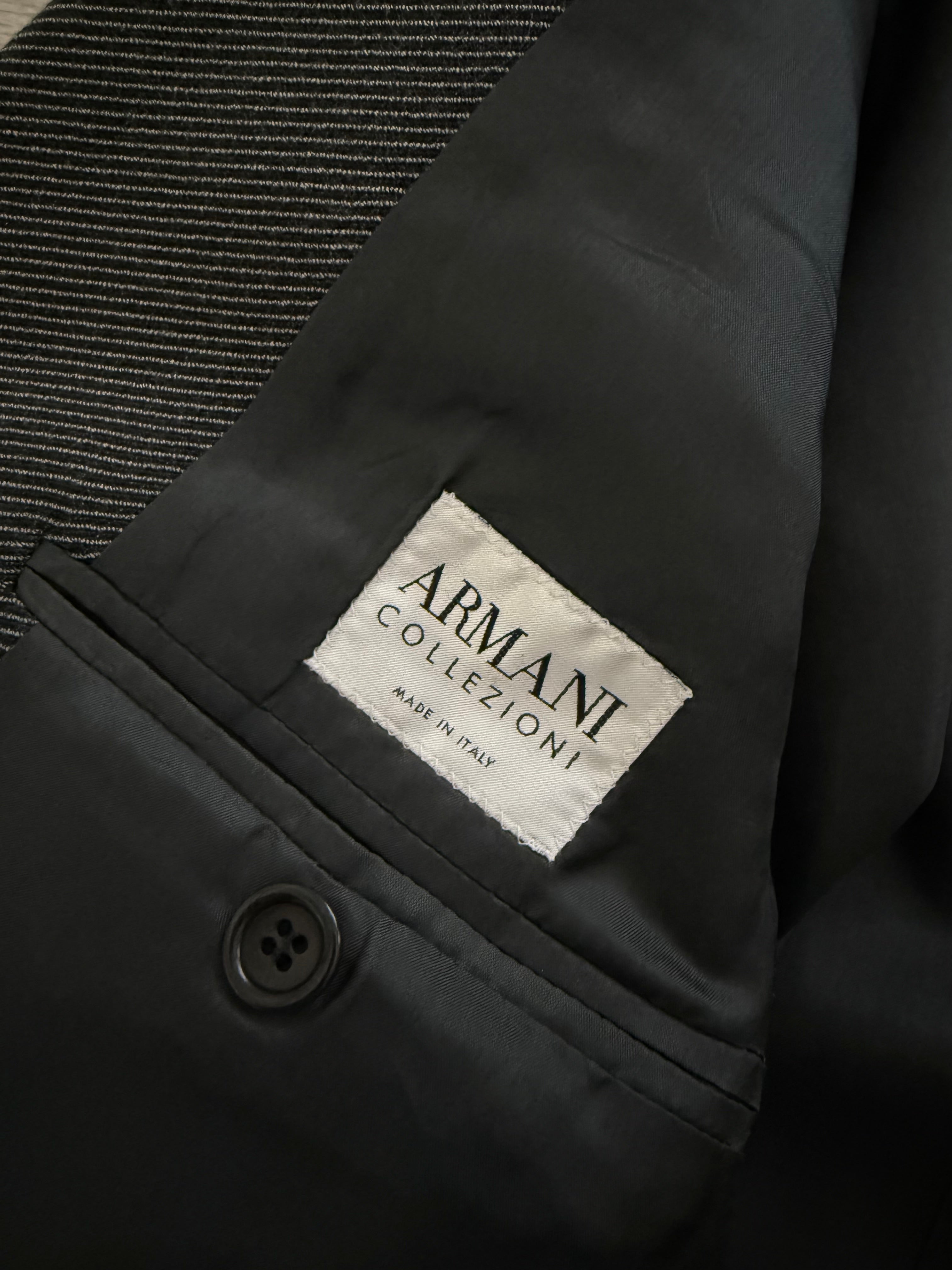 Armani 1990s 3B Twill Wool Cotton Pleated Grey Suit - Size S Jacket / 30" Waist