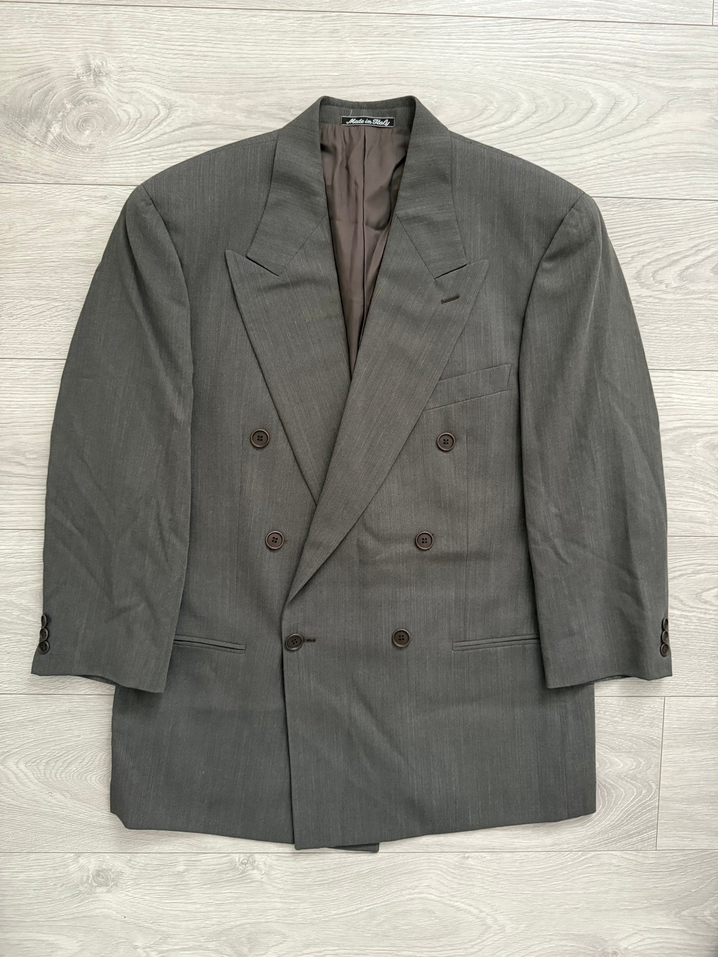 Giorgio Armani 1990s Double Breasted Triple Pleat Wool Suit - Size M Jacket / 32" Waist