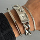 Jean Paul Gaultier 00s 3D Studded Moon Star Motif Stainless Steel Watch Bracelet