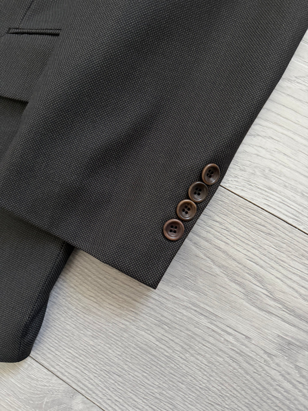 Hugo Boss 1980s Super 100s Peaked Lapel Double Breasted Wool Taupe Brown Sport Jacket Blazer - Size L