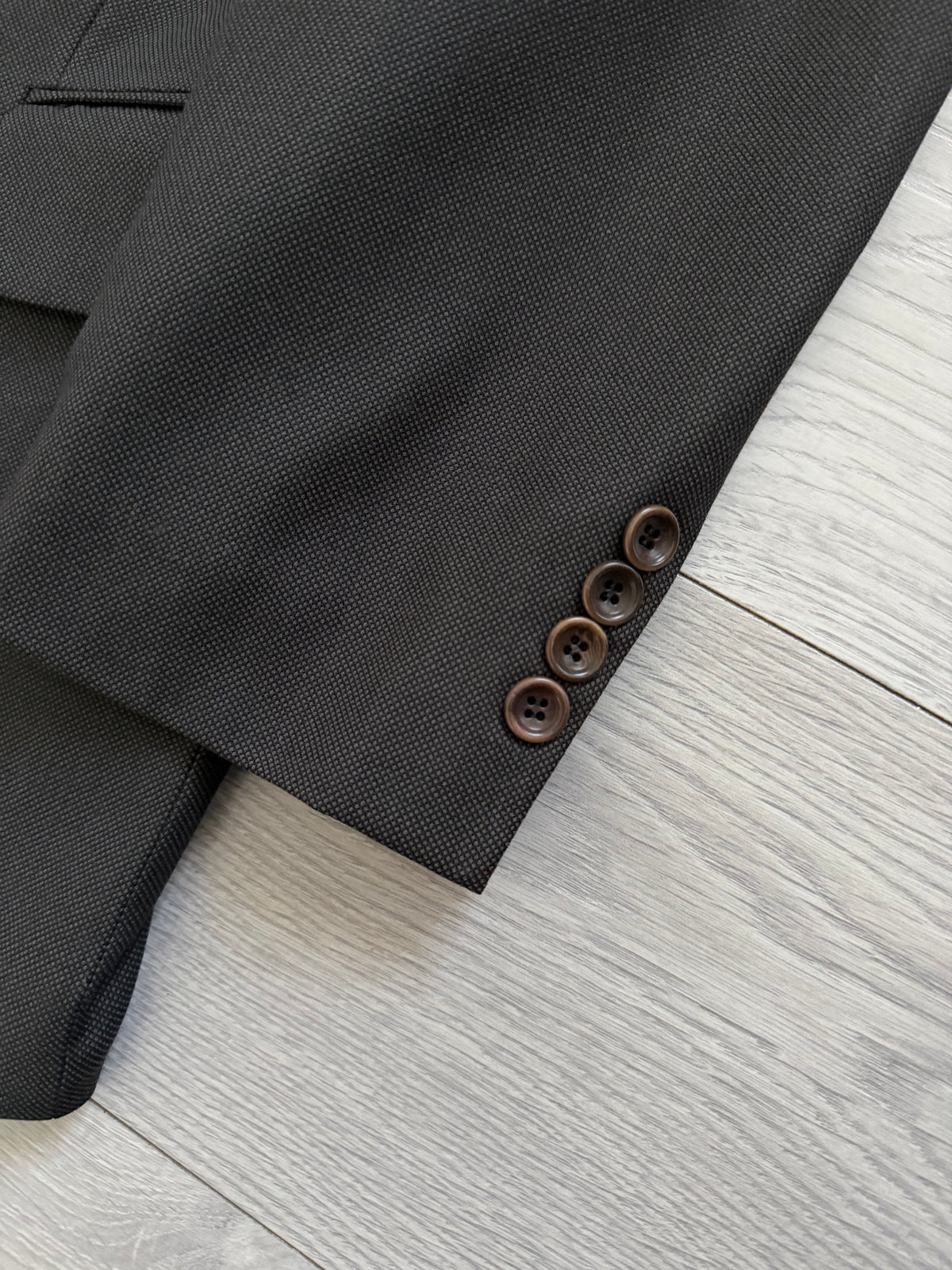 Hugo Boss 1980s Super 100s Peaked Lapel Double Breasted Wool Taupe Brown Sport Jacket Blazer - Size L