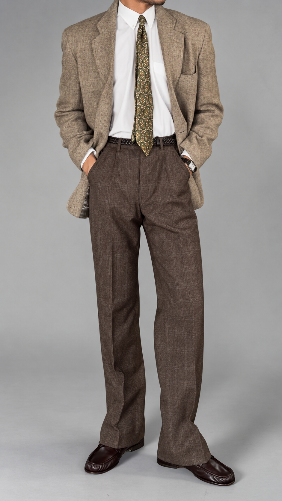 1970s Vintage Brown Wool Flared Pants - Size 31" Waist
