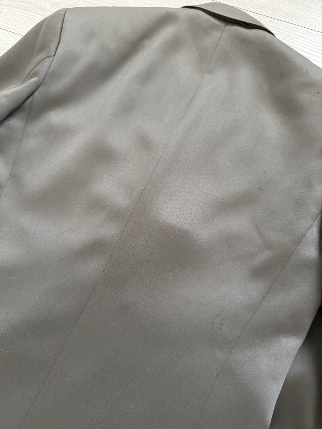 Hugo Boss 1980s 'Mitford' Peak Lapel Double Breasted Pleated Taupe Green Suit - Size L Jacket / 30" Waist