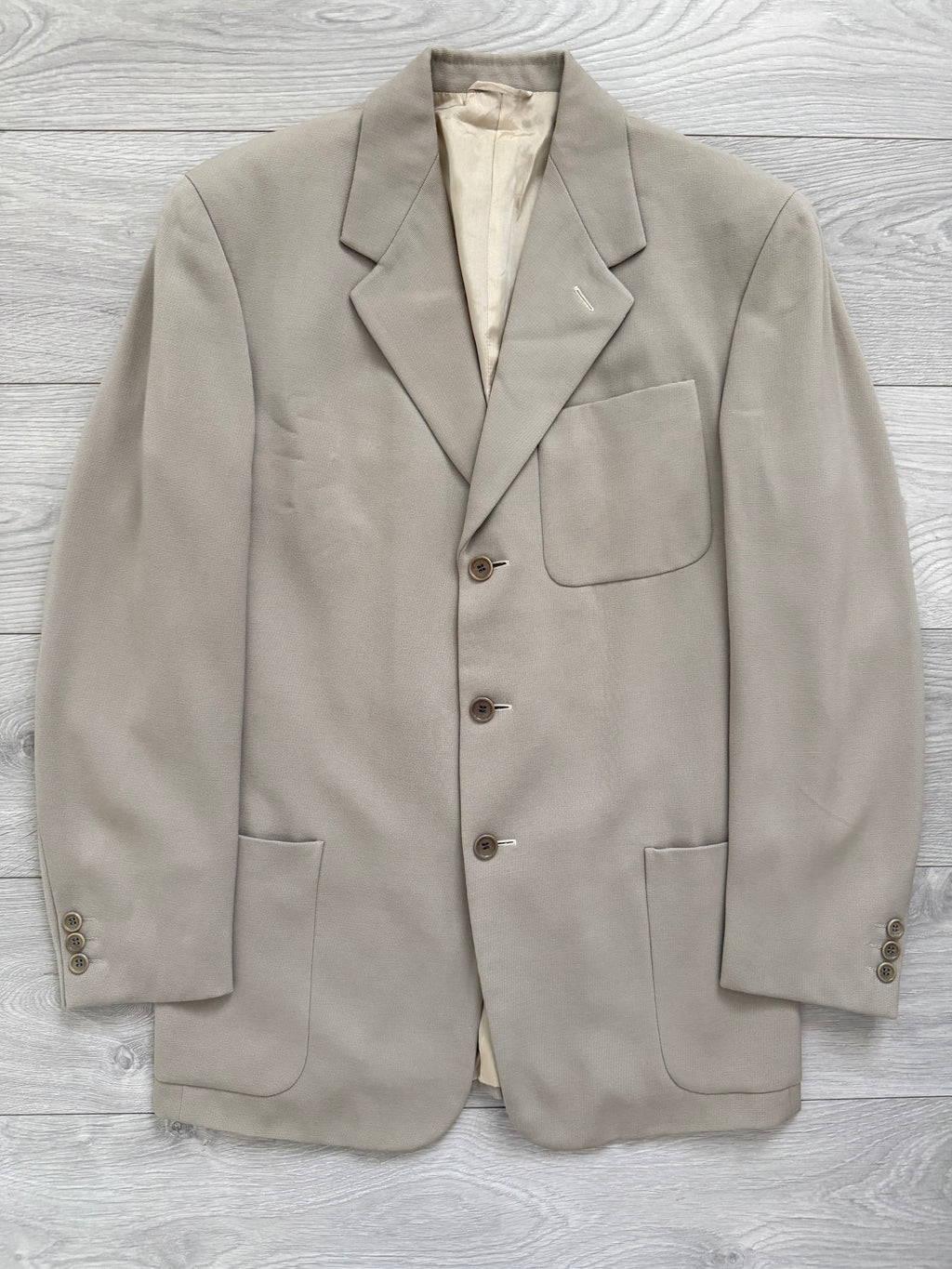 Hilton Armani 1990s Draped Wool 3B Ecru Sports Jacket Blazer - Size M
