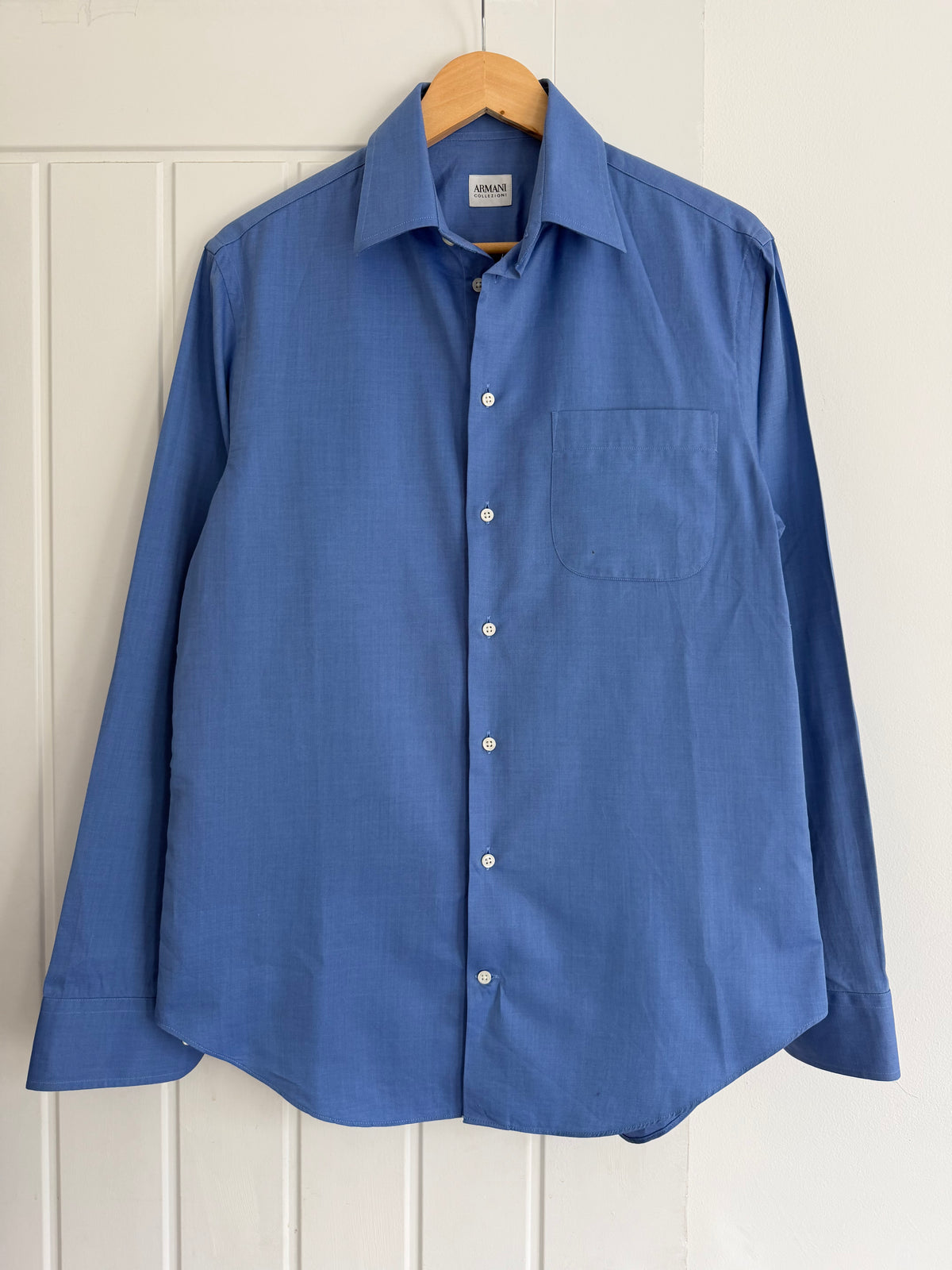 Armani 2000s Blue Cotton Shirt - Size M