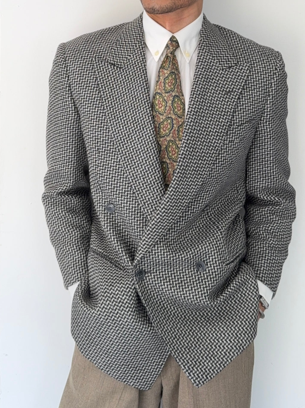 Valentino 1980s Double Breasted Peaked Lapel Wool Sports Blazer Jacket - Size S