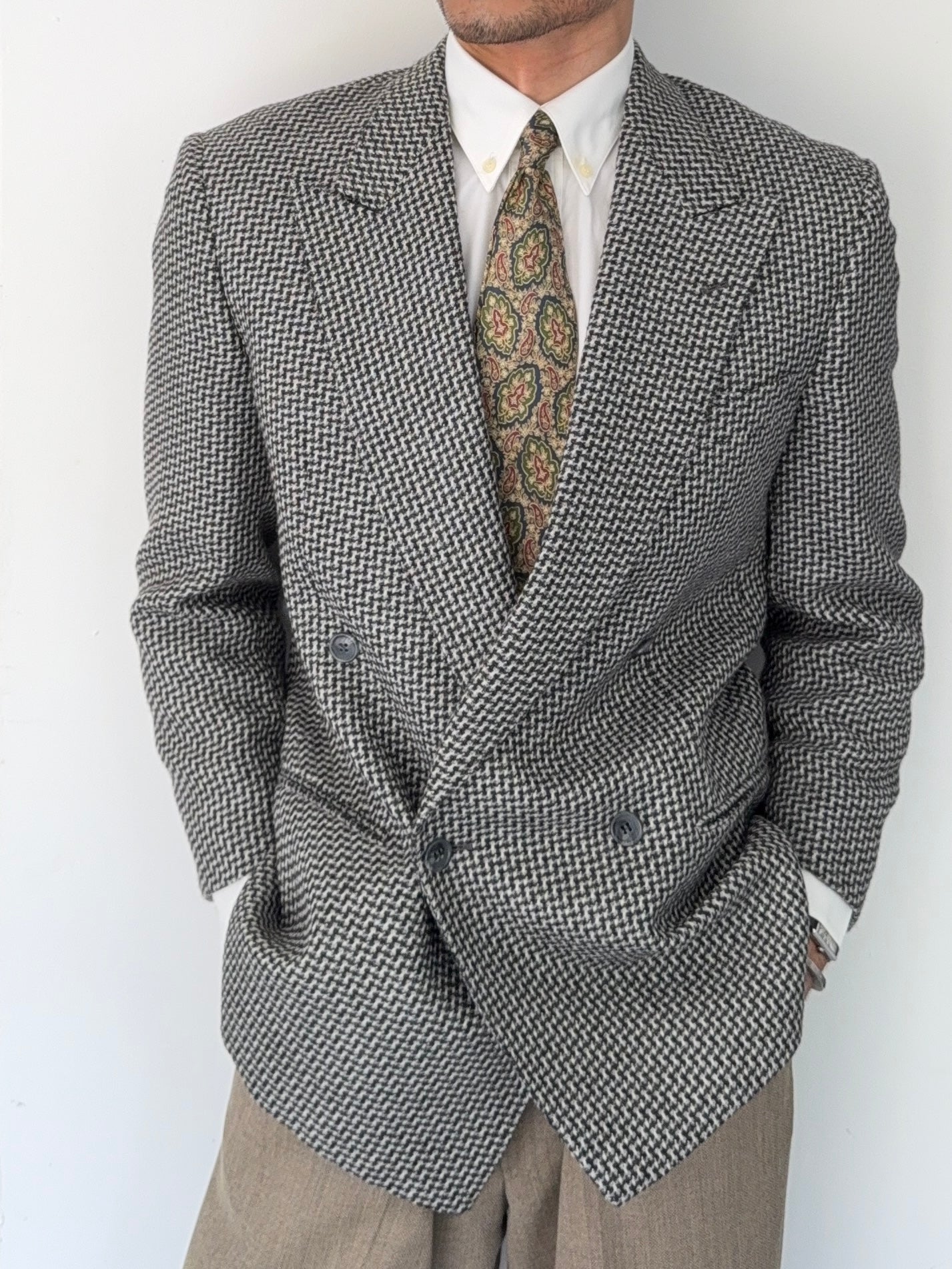 Valentino 1980s Double Breasted Peaked Lapel Wool Sports Blazer Jacket - Size S