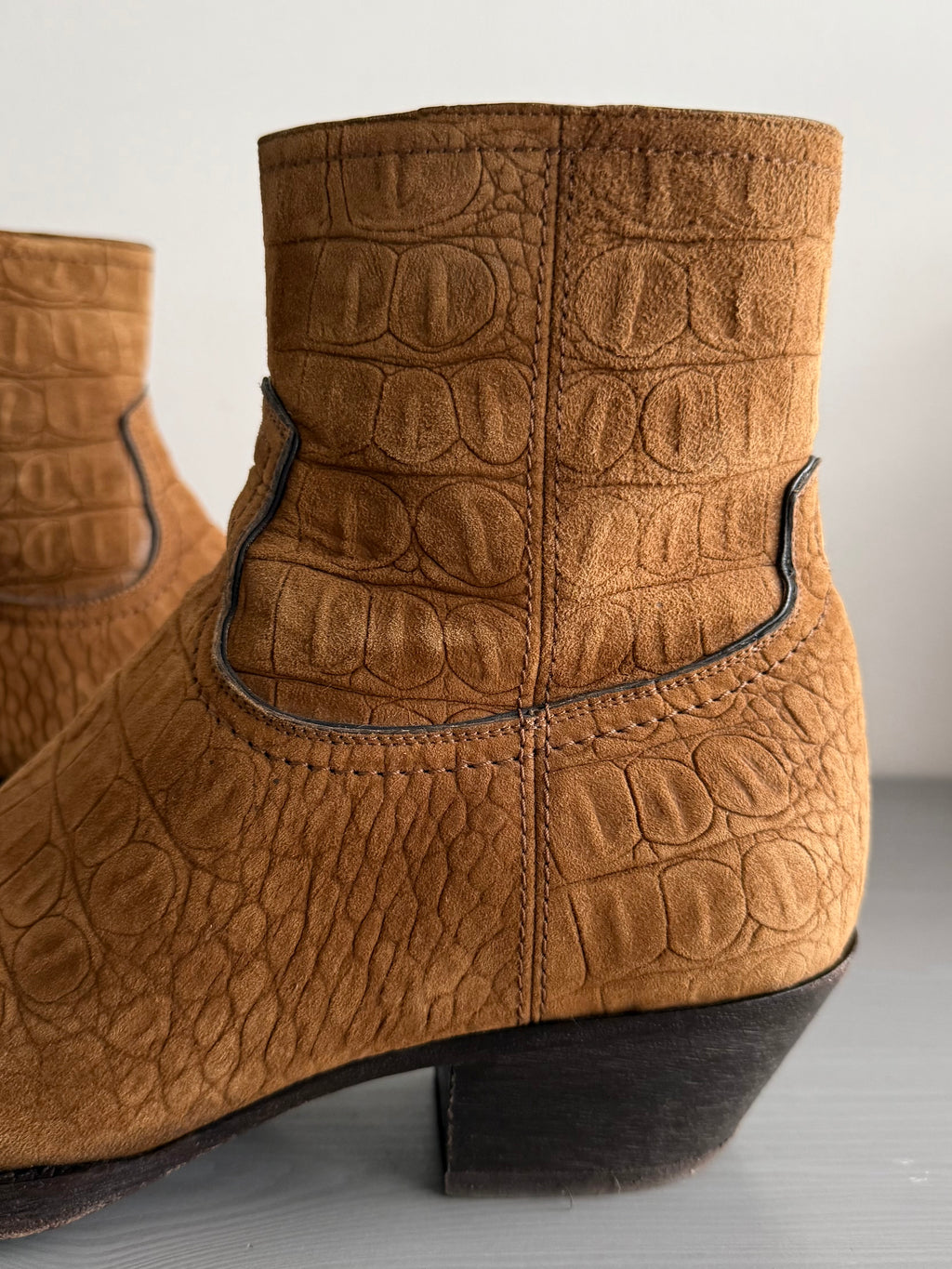 Saint Laurent Paris FW20 Croc Embossed Lukas Boots - Size US8