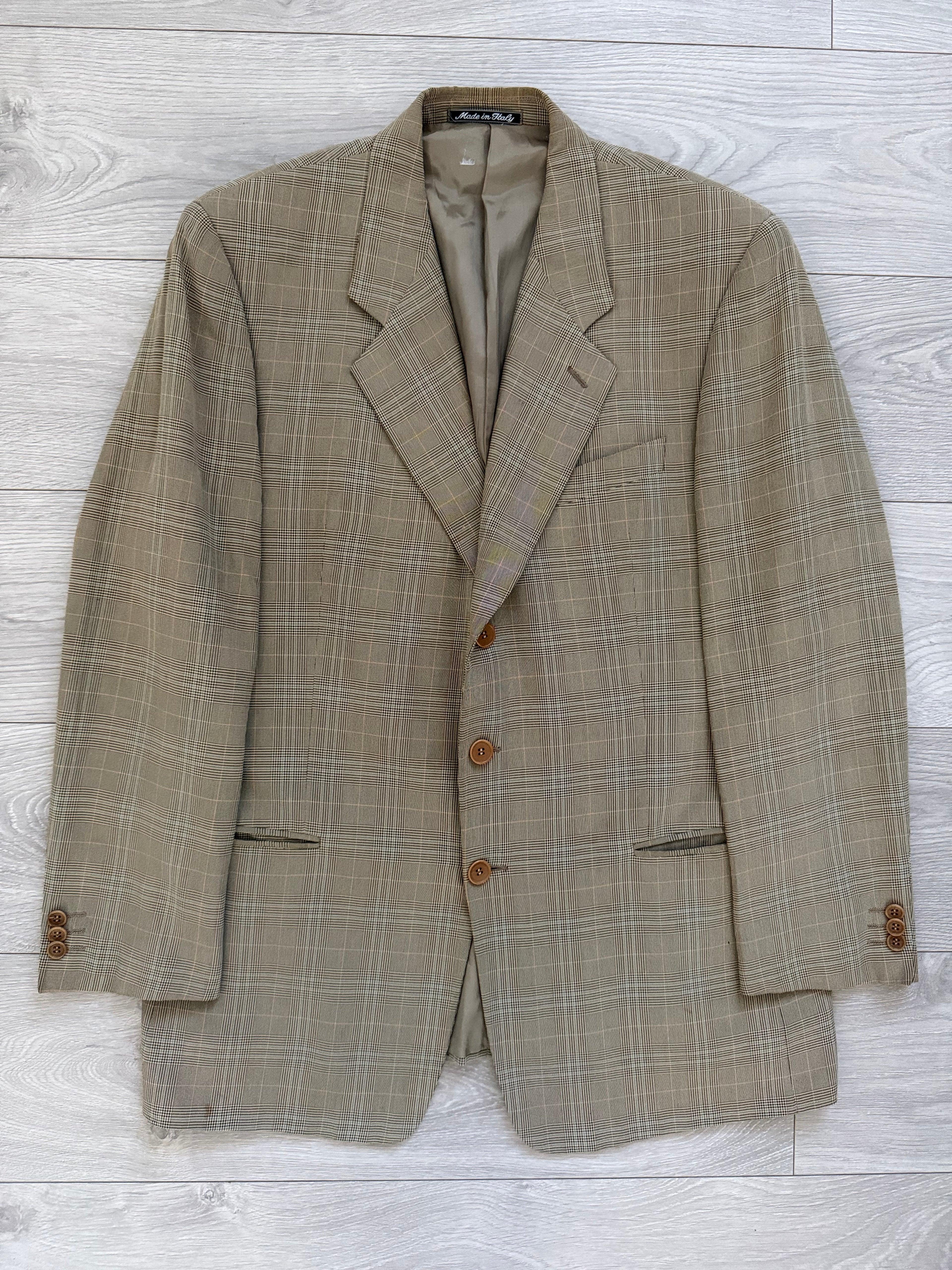 Giorgio Armani 1980s 3B Check Wool Sports Jacket Blazer - Size XL