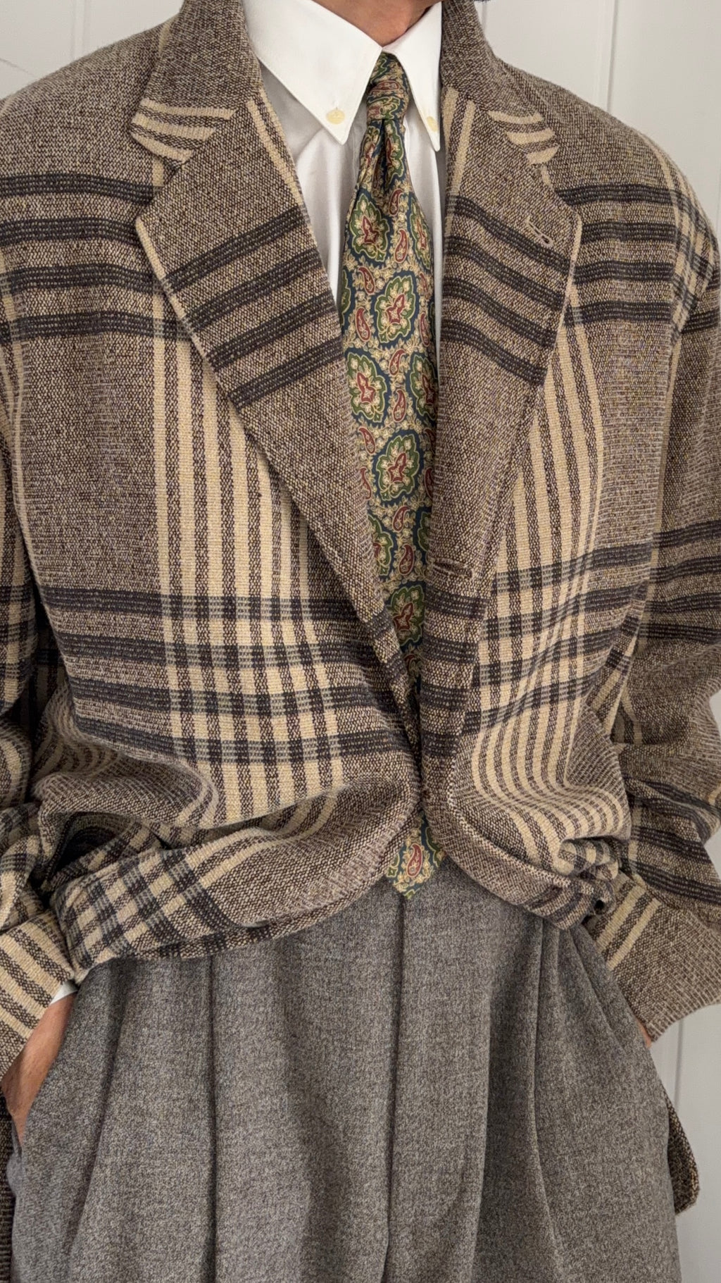 Emporio Armani 1990s Wool Blend Textured Sport Coat  - Size XL