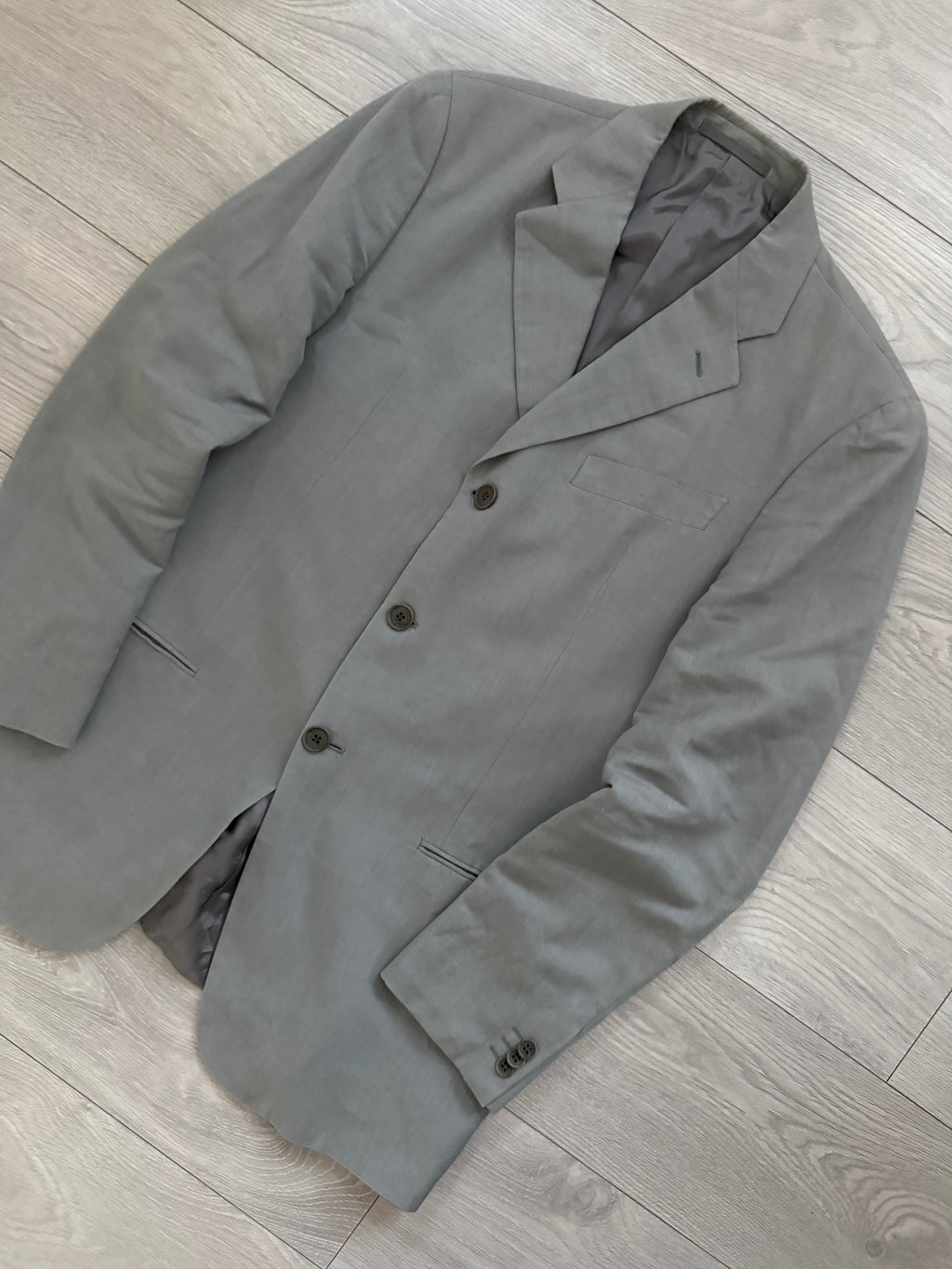 Giorgio Armani 1980s 3B Linen Blend Suit Grey - Size L Jacket / 32" Waist