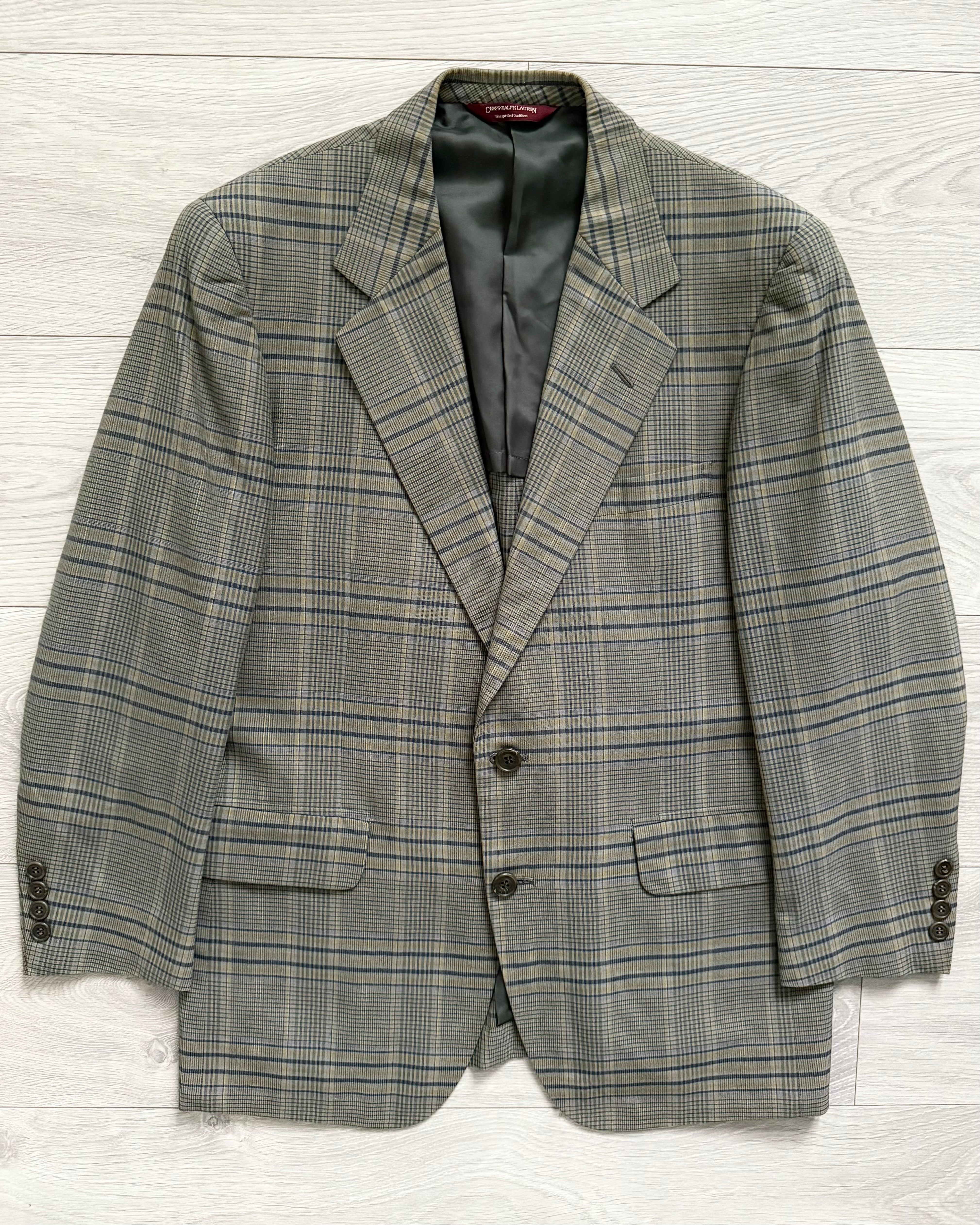 Chaps Ralph Lauren 1990s Checkered Cotton Sports Jacket - Size S