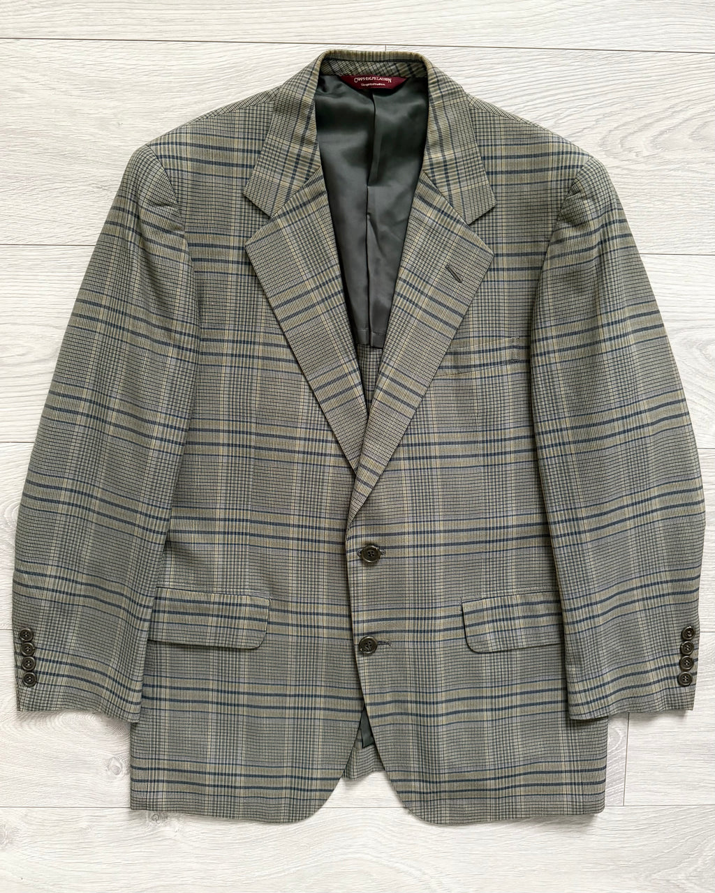 Chaps Ralph Lauren 1990s Checkered Cotton Sports Jacket - Size S