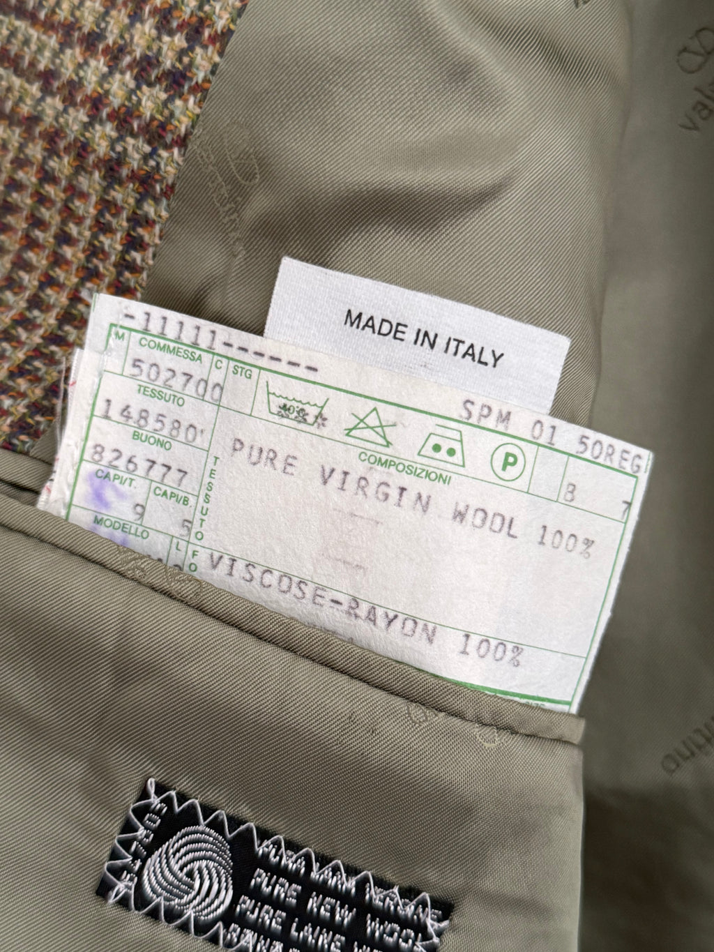 Valentino 1980s Peaked Lapel Double Breasted Textured Wool Sports Blazer Jacket - Size L