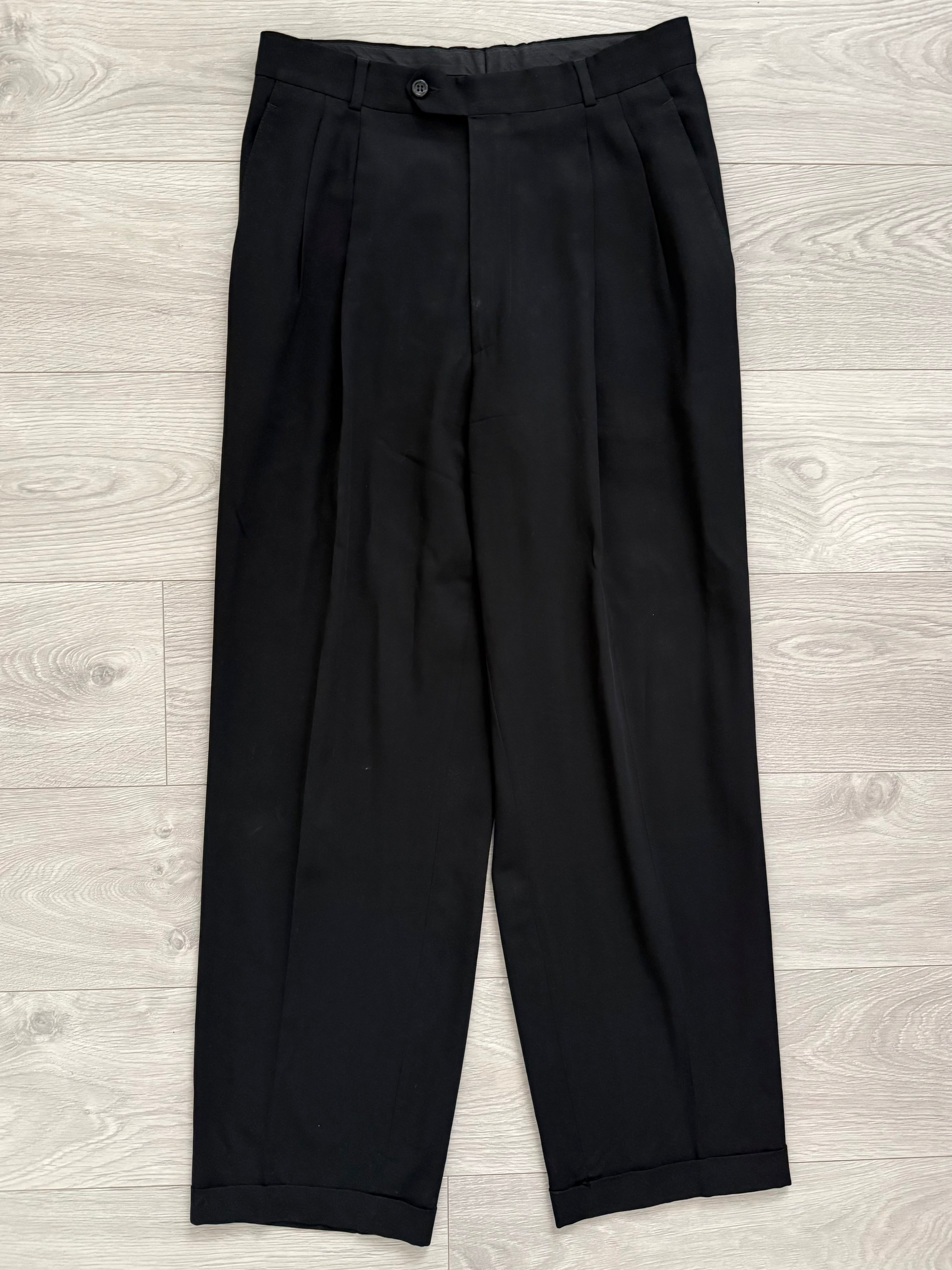 Hugo Boss 1990s Pleated High Waisted Wool Pants - Size 32