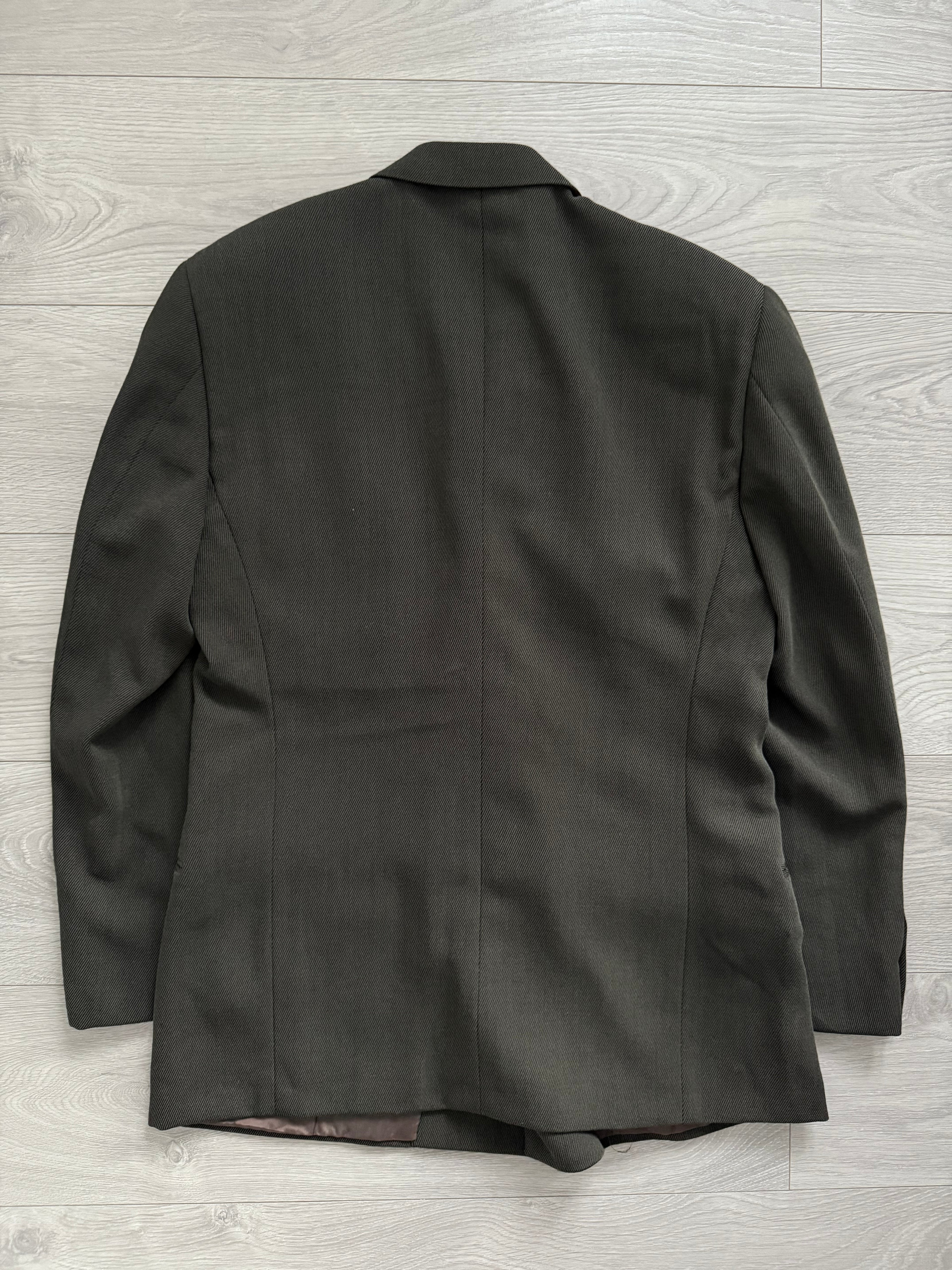 Giorgio Armani 1980s Double Breasted Pleated Wool Suit Forest Green New - Size L Jacket / 32" Waist `