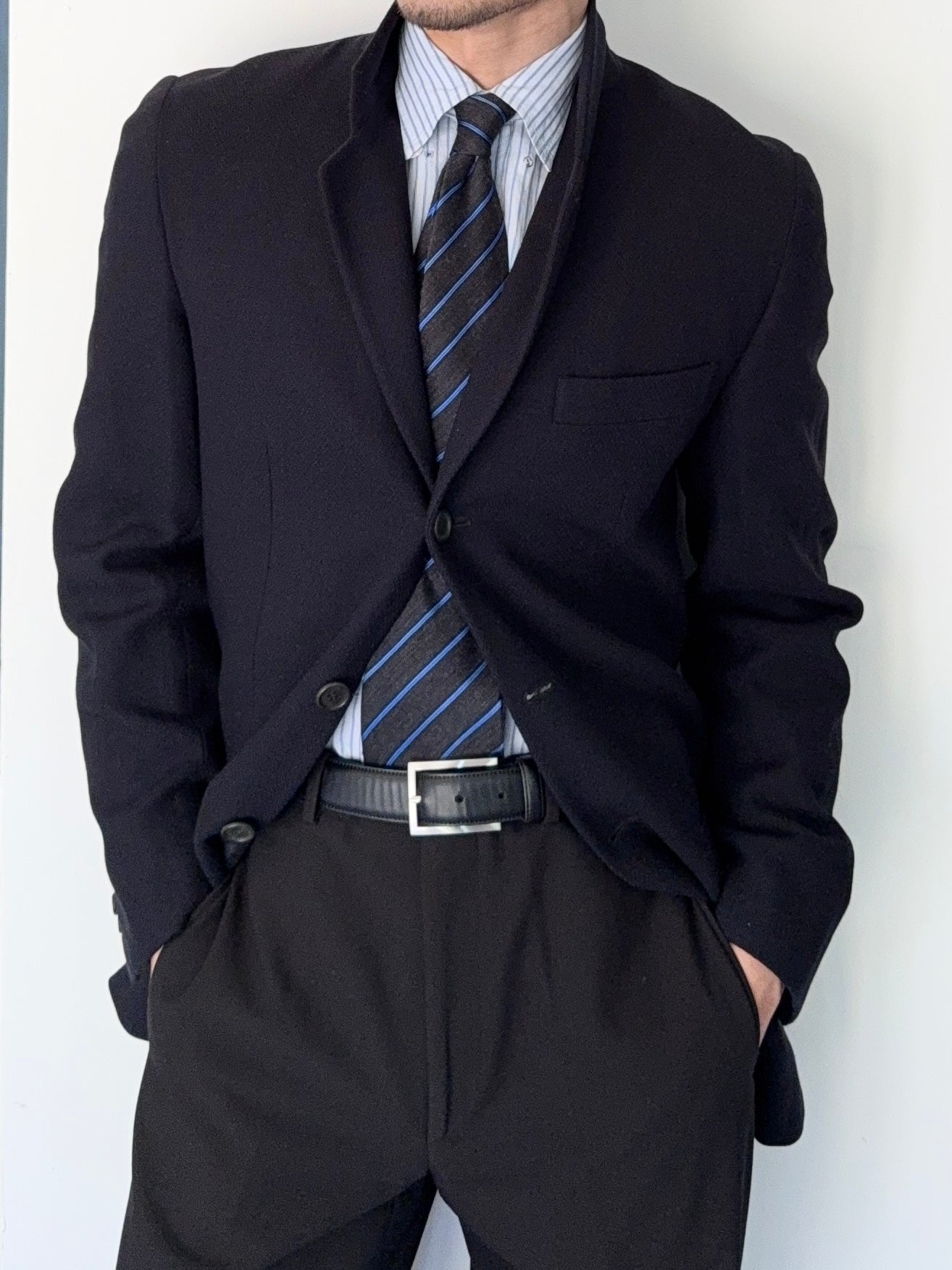 Giorgio Armani Black Label 1990s Navy Wool Sports Jacket Blazer - Size M