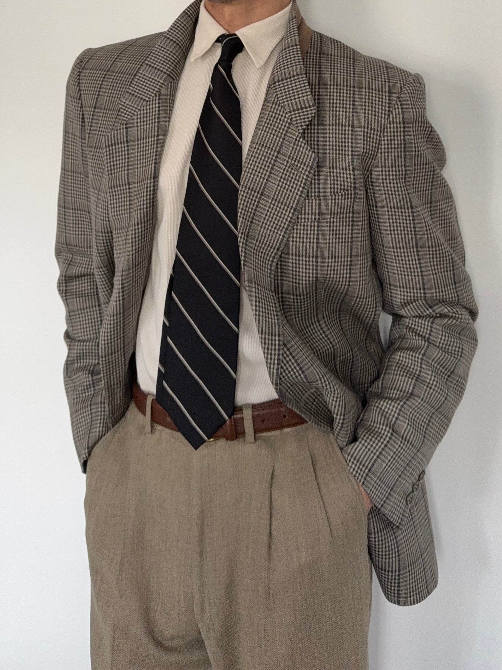 Giorgio Armani 1980s Mainline Wool Check Blazer Sports Jacket - Size L
